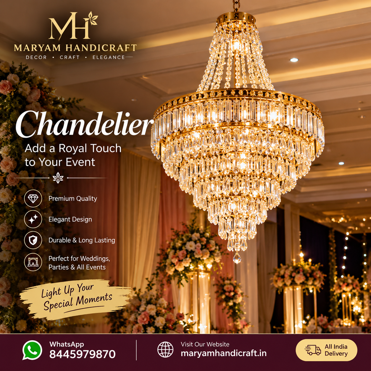 Golden Iran Pot Vase for Wedding and Event Decoration by Maryam Handicraft