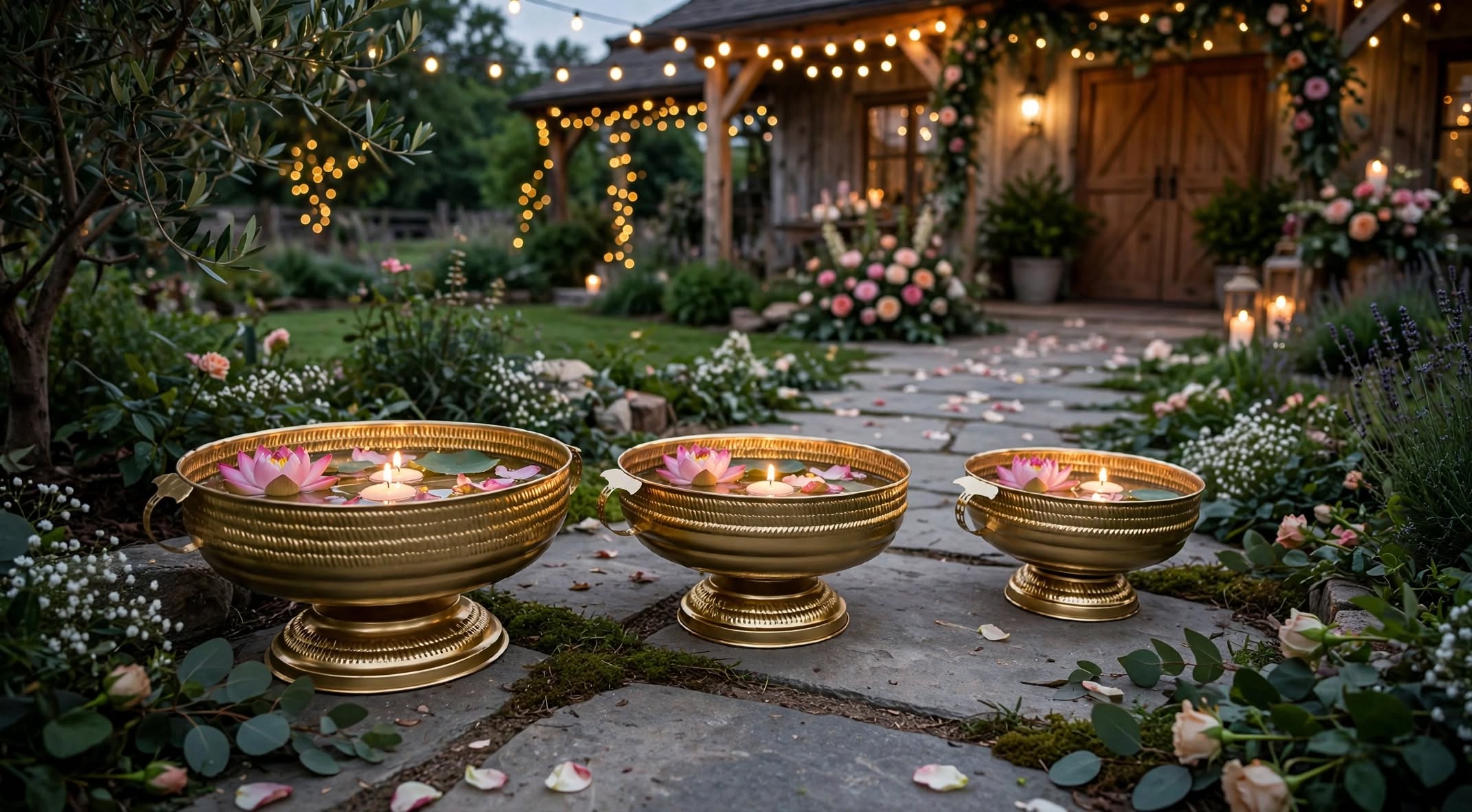 Premium Golden Urli Bowl for Wedding & Home Decoration