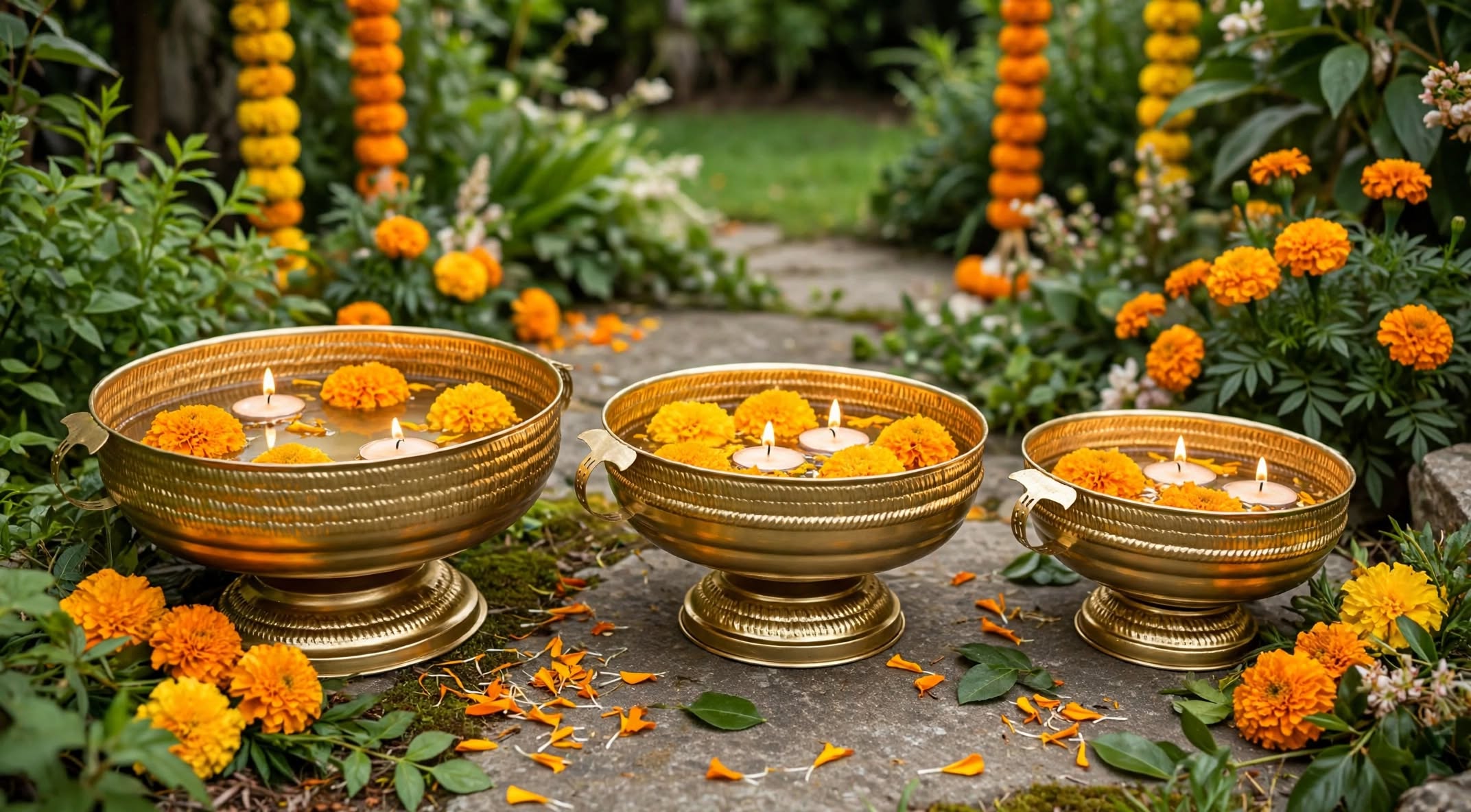 Premium Golden Urli Bowl for Wedding & Home Decoration