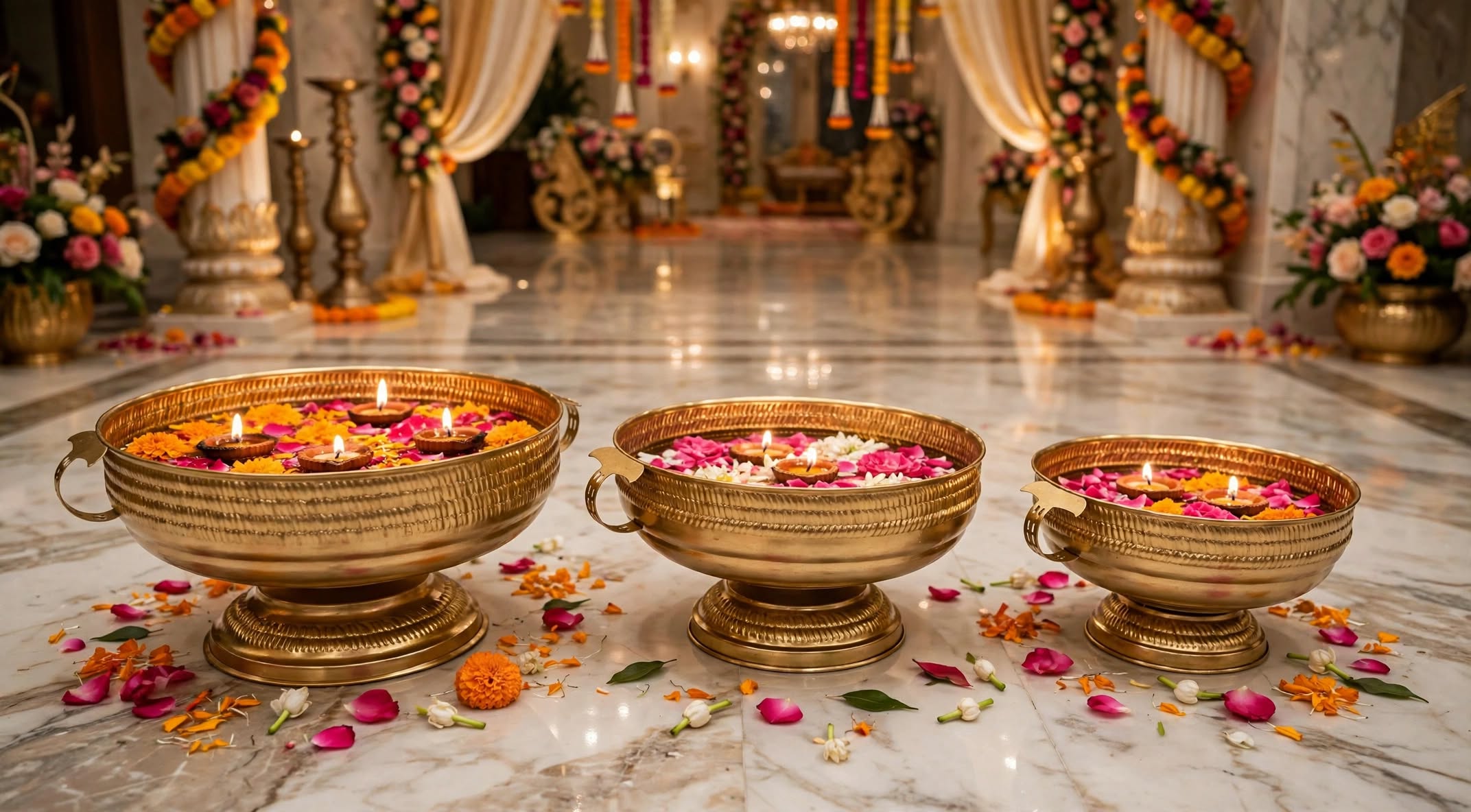 Premium Golden Urli Bowl for Wedding & Home Decoration
