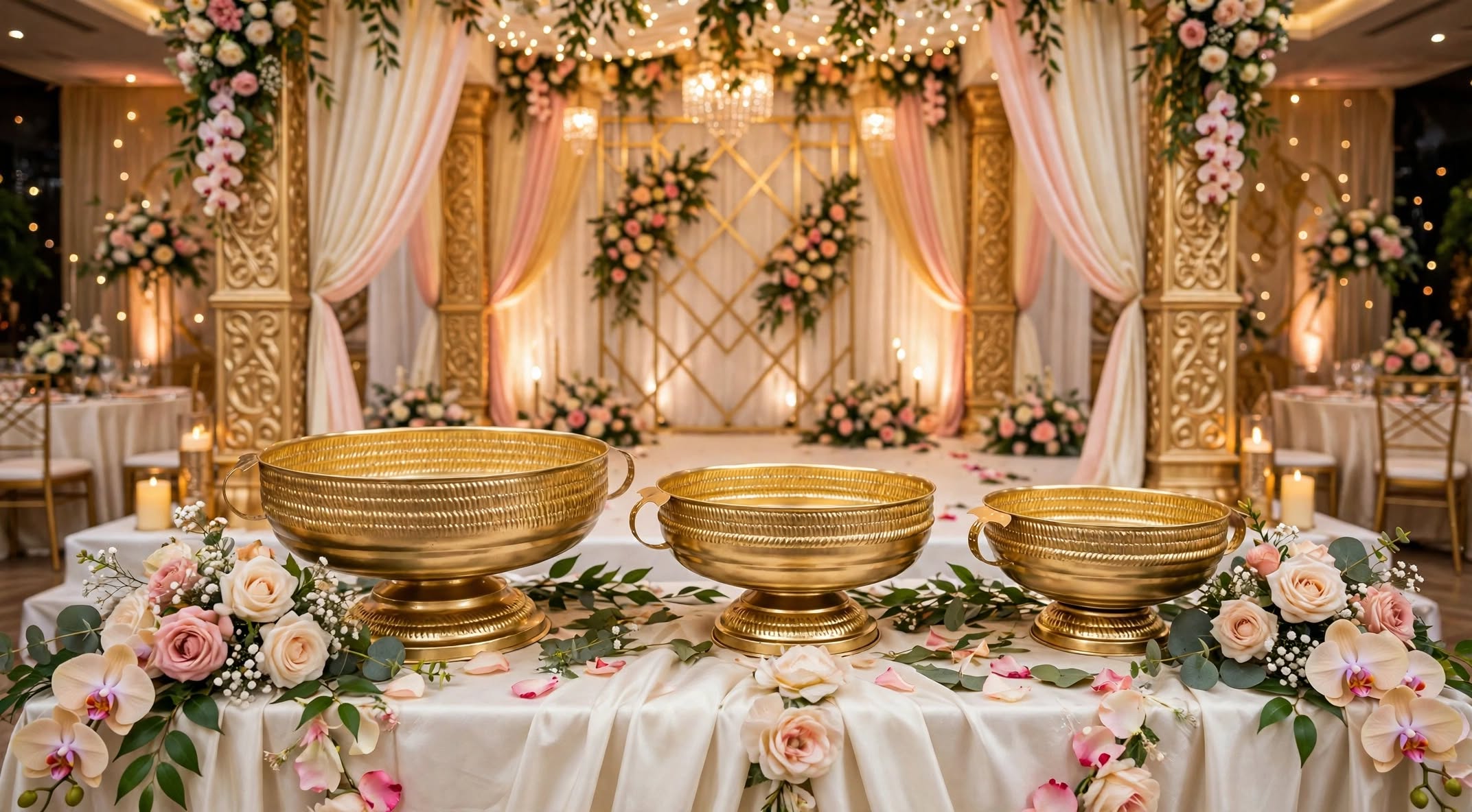 Premium Golden Urli Bowl for Wedding & Home Decoration