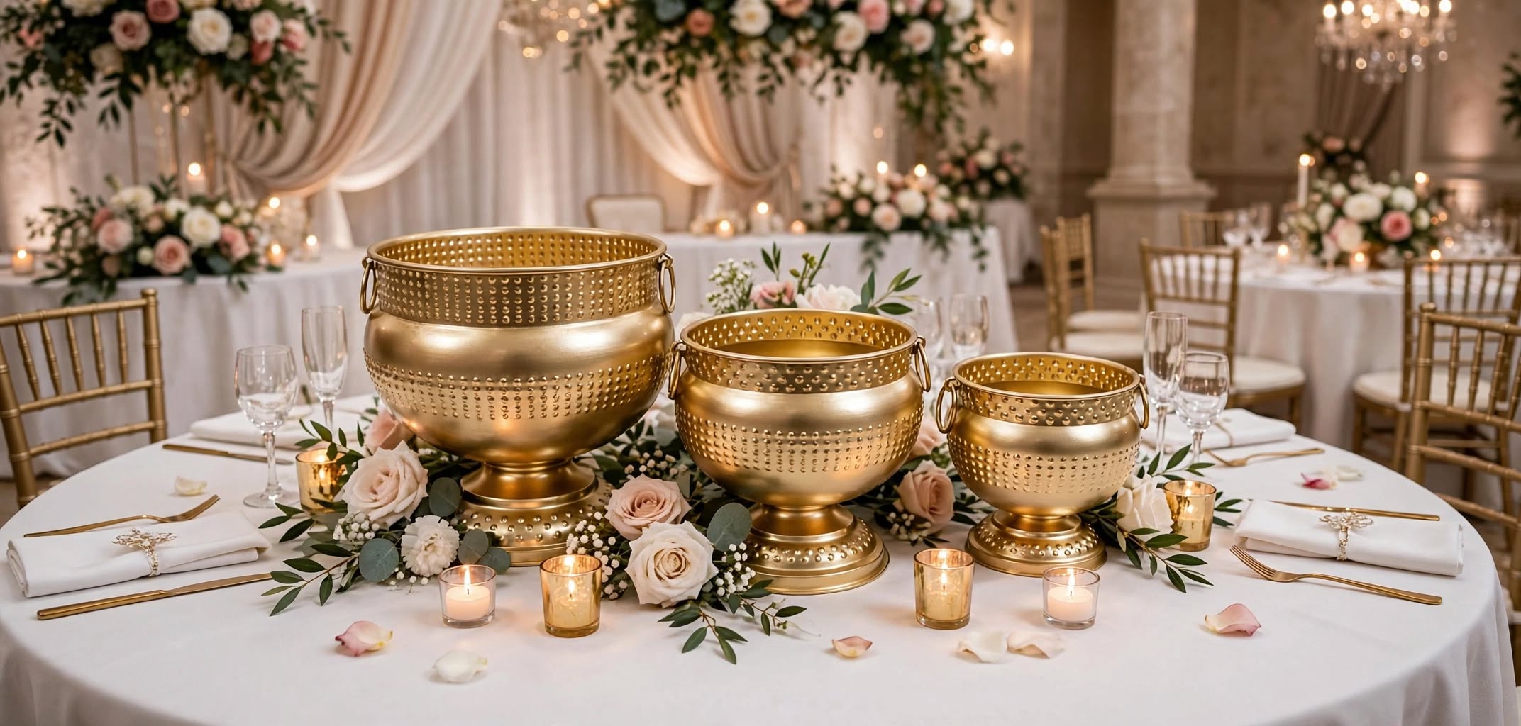 Premium Golden Decorative Plant Stand for Wedding & Home Décor