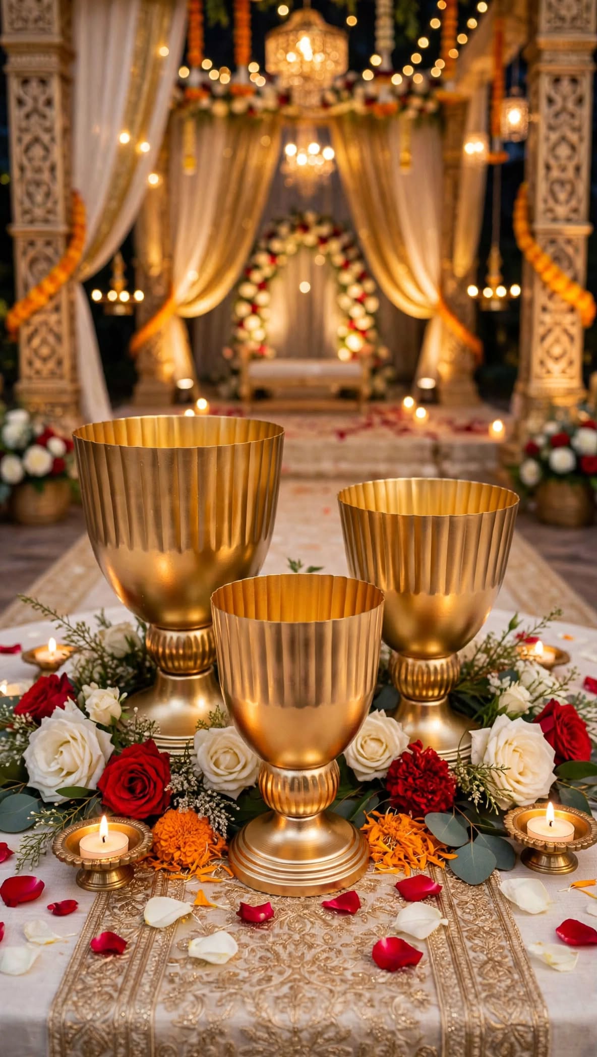 Premium Golden Voblet Vase for Wedding & Stage Decoration