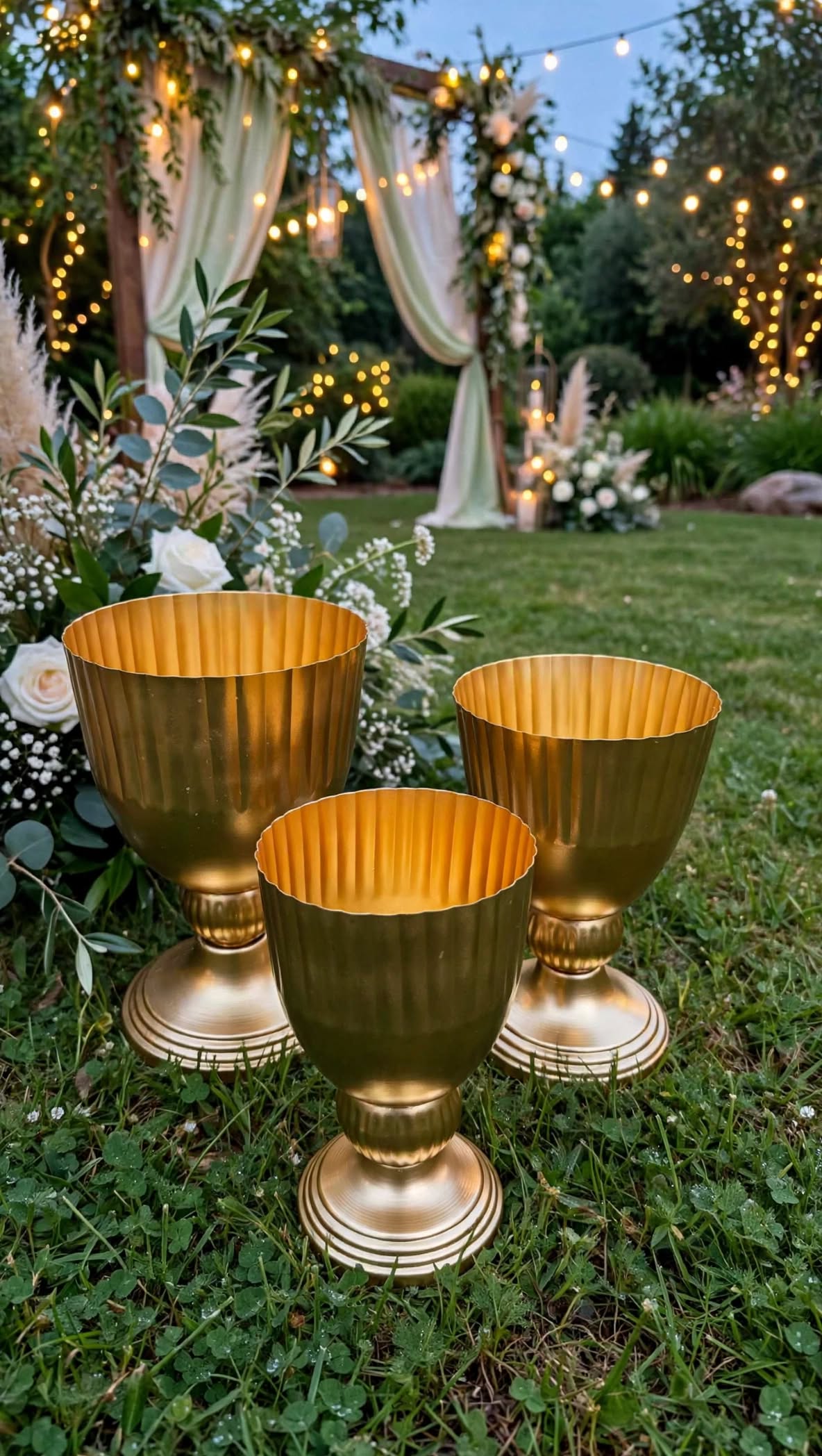 Premium Golden Voblet Vase for Wedding & Stage Decoration