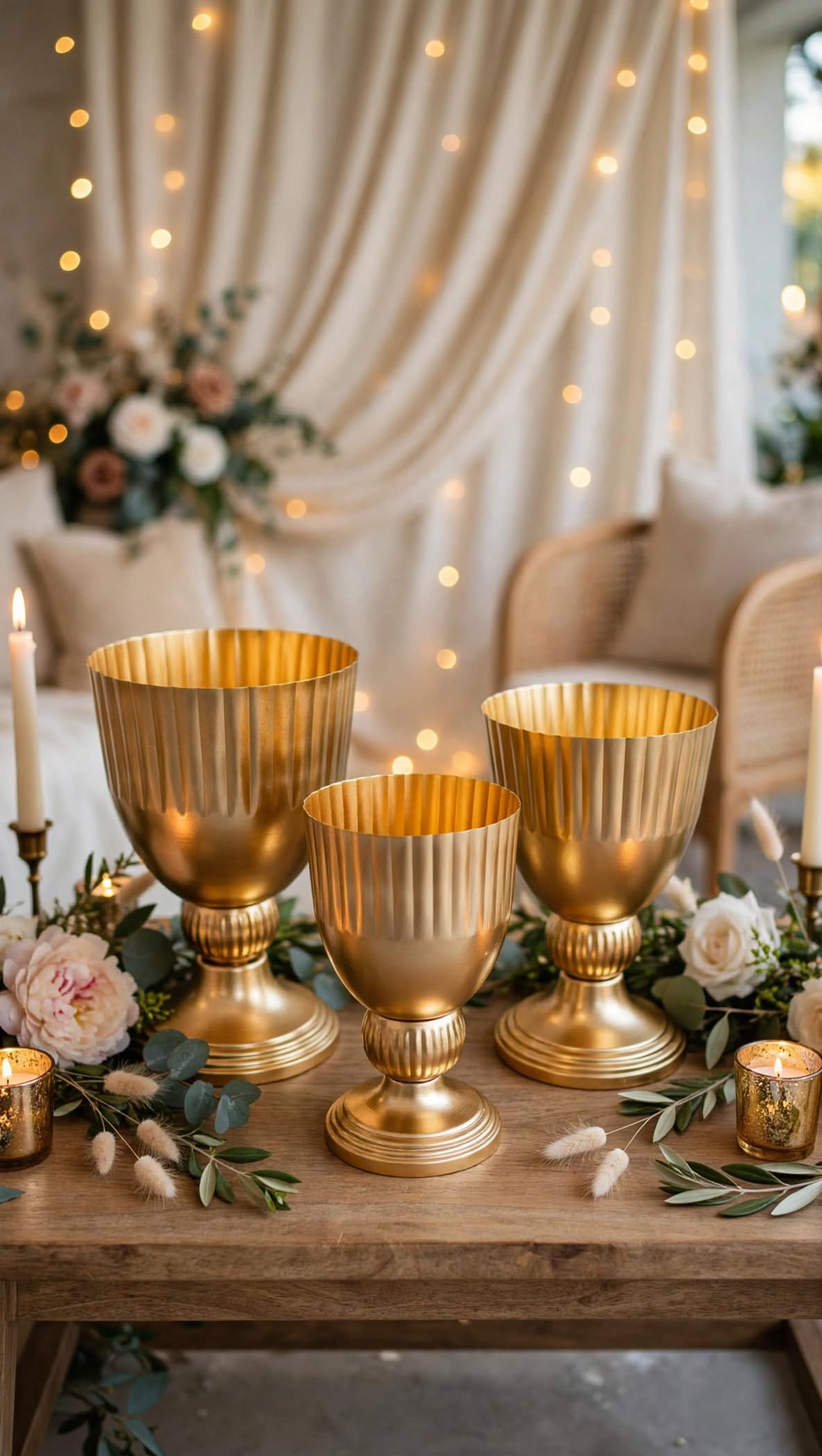 Premium Golden Voblet Vase for Wedding & Stage Decoration
