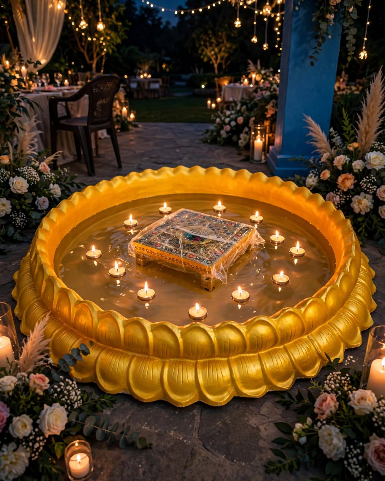 Premium Yellow Lotus Urli Bowl for Wedding Decoration