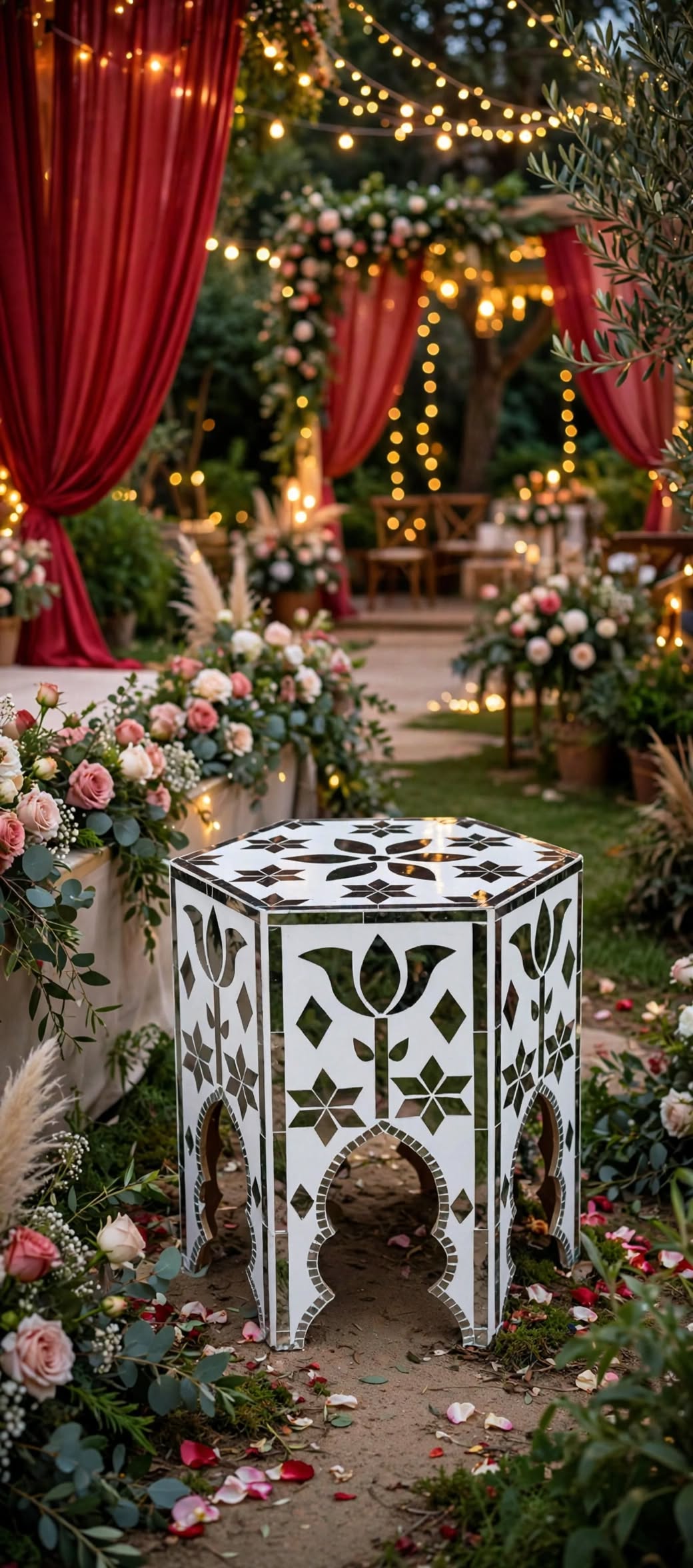 Premium Designer Mirror Table for Wedding Stage Decoration