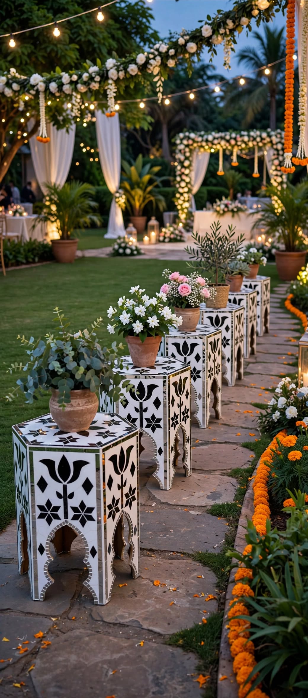 Premium Designer Mirror Table for Wedding Stage Decoration