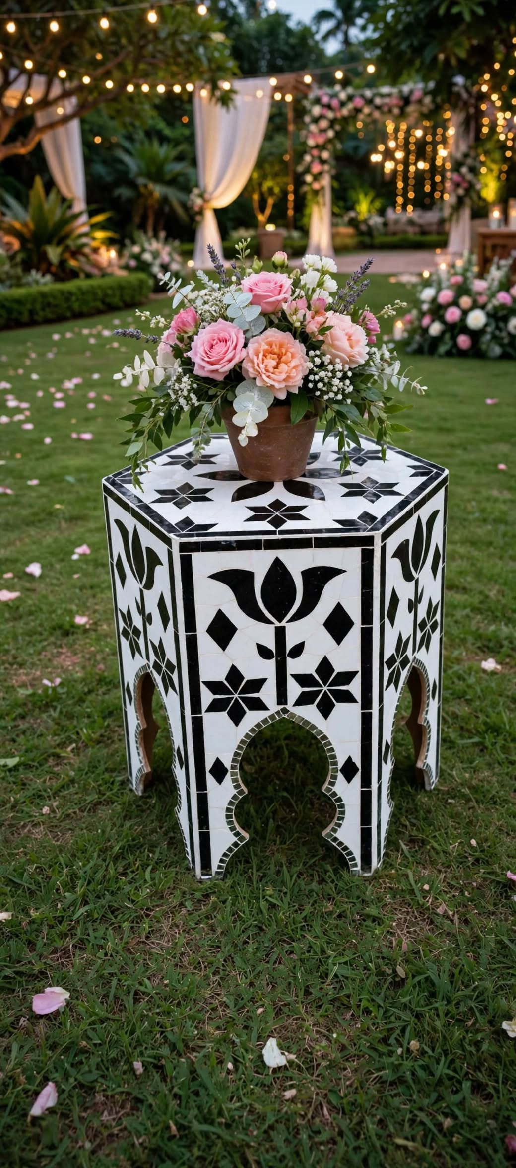 Premium Designer Mirror Table for Wedding Stage Decoration