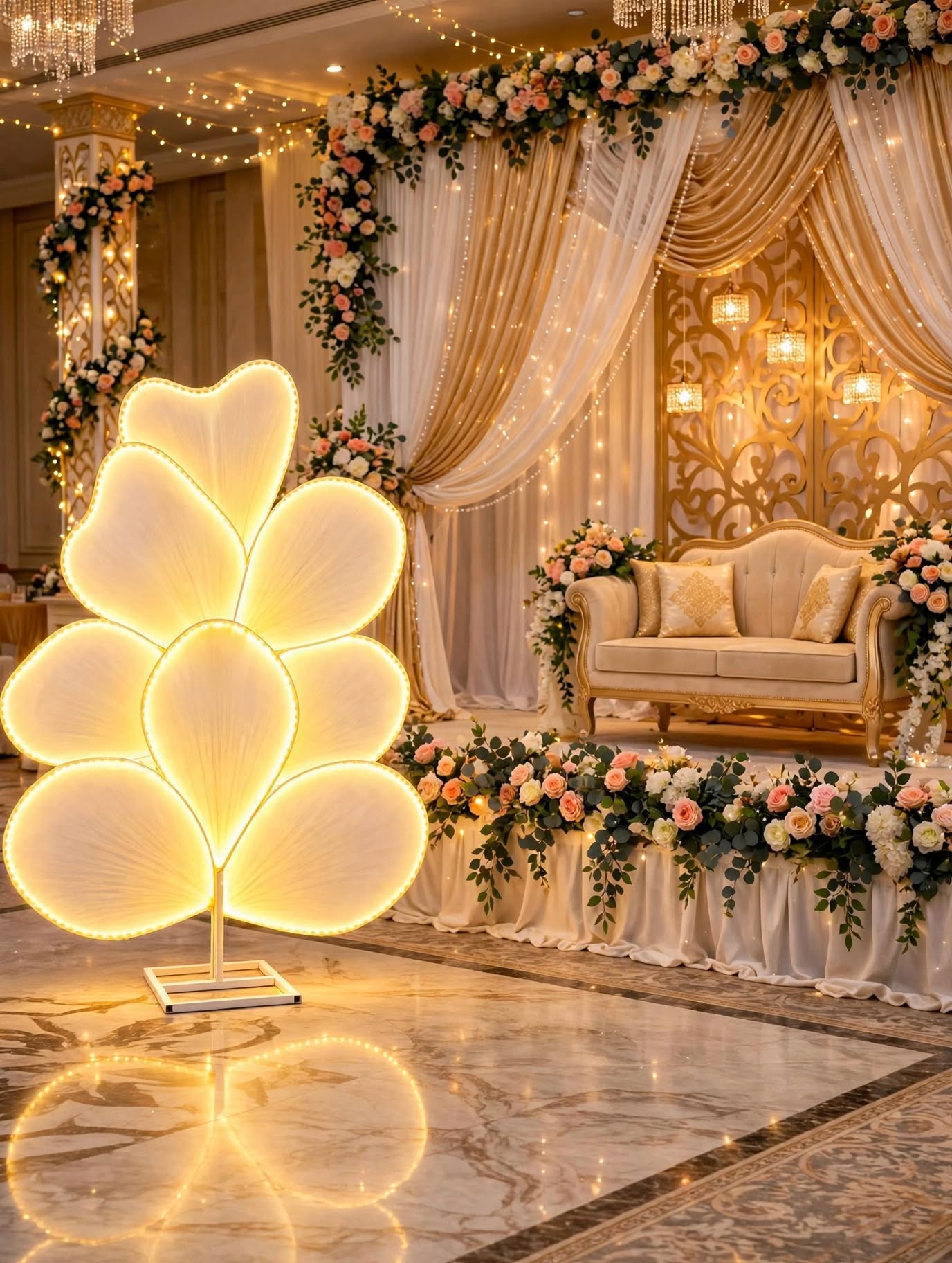 Premium Flower LED Light Decoration for Wedding Stage