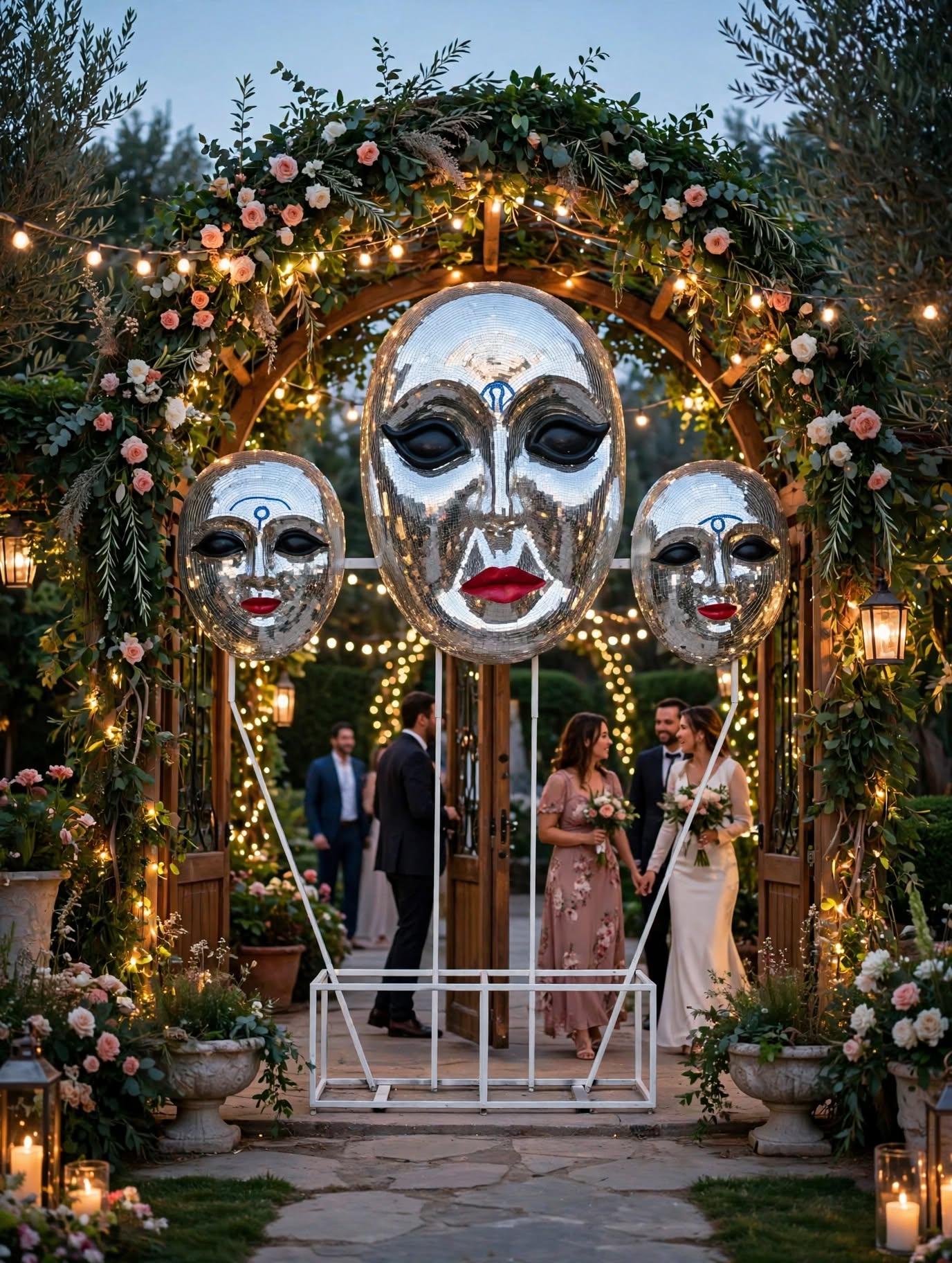 Mirror Mask Sangeet Entry Decoration for Weddings and Events