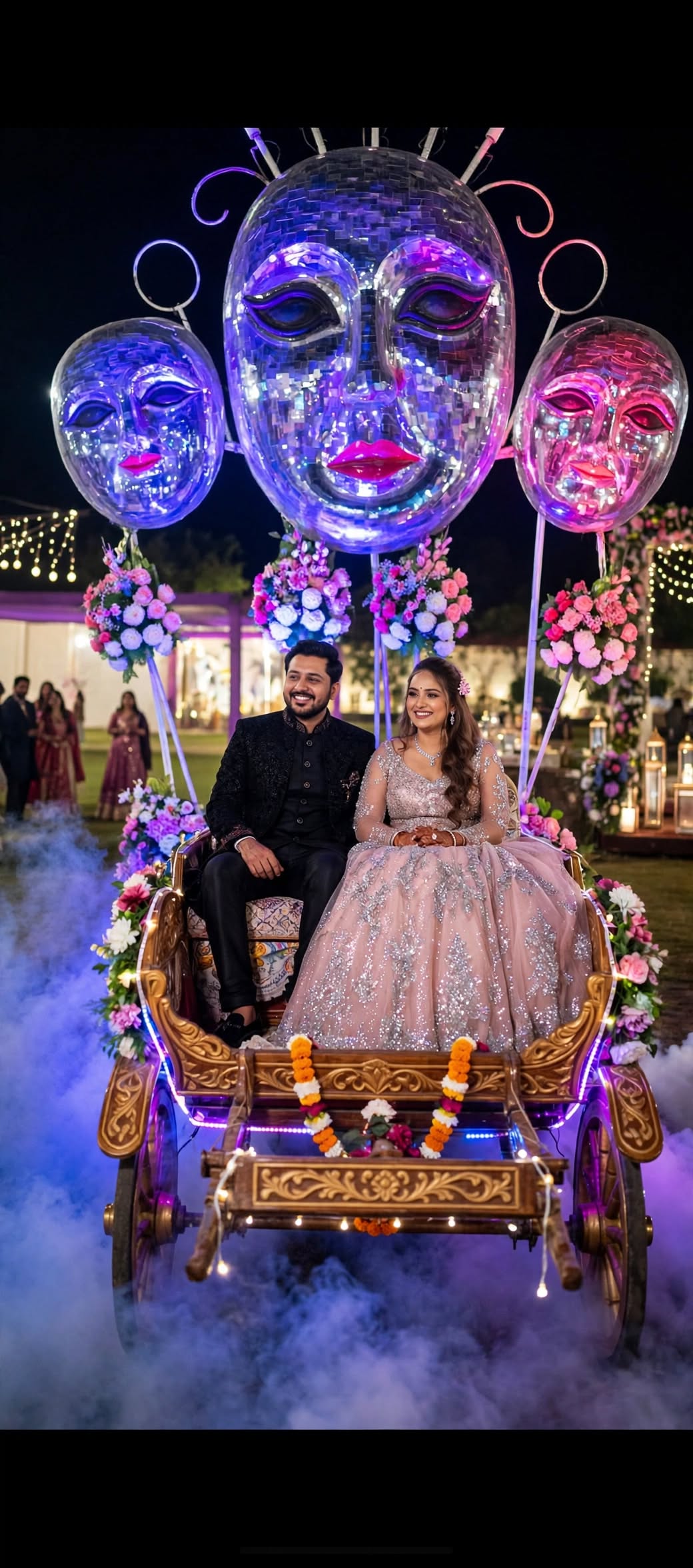 Mirror Mask Sangeet Entry Decoration for Weddings and Events