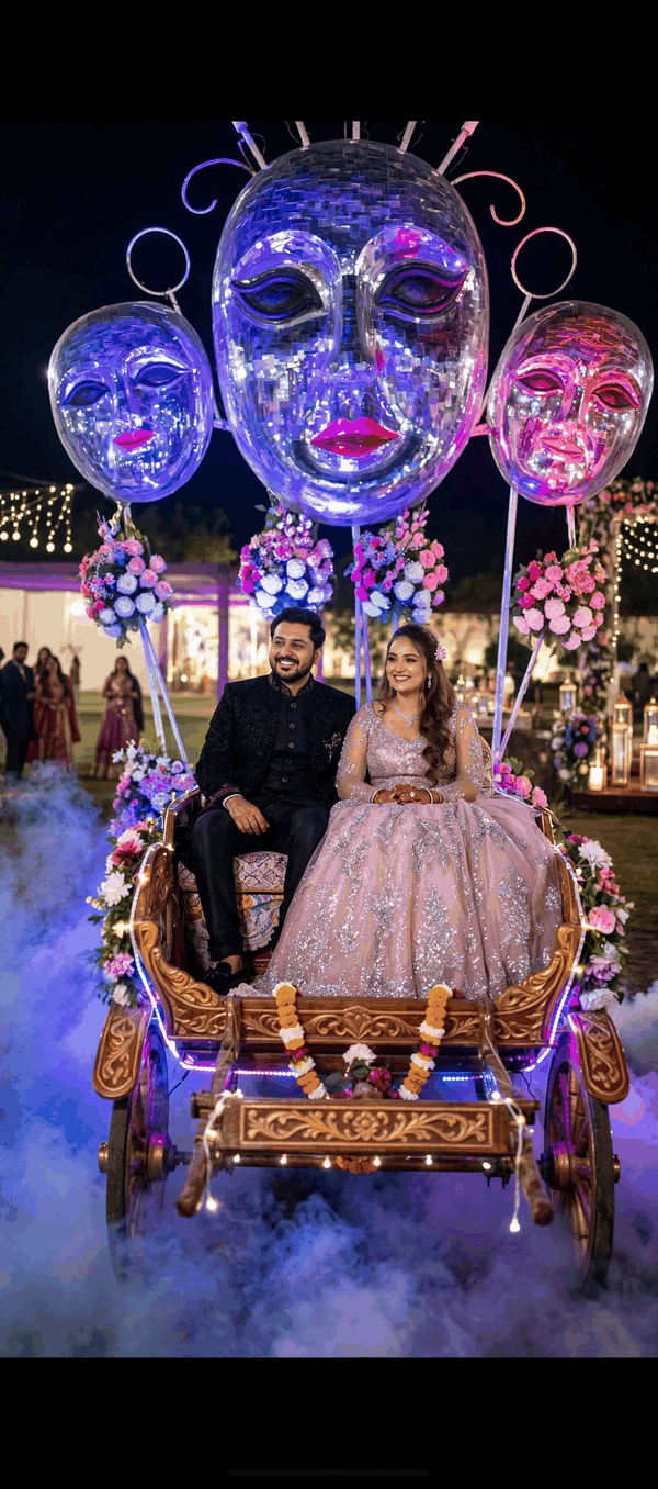 Mirror Mask Sangeet Entry Decoration for Weddings and Events