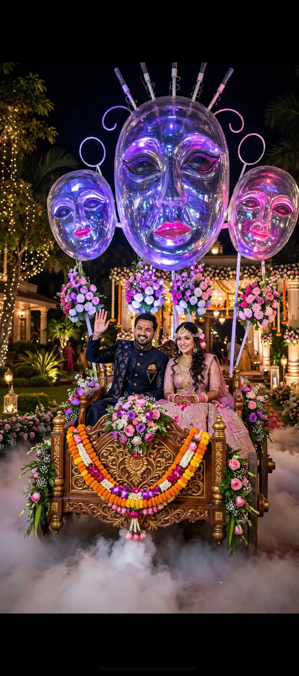 Mirror Mask Sangeet Entry Decoration for Weddings and Events