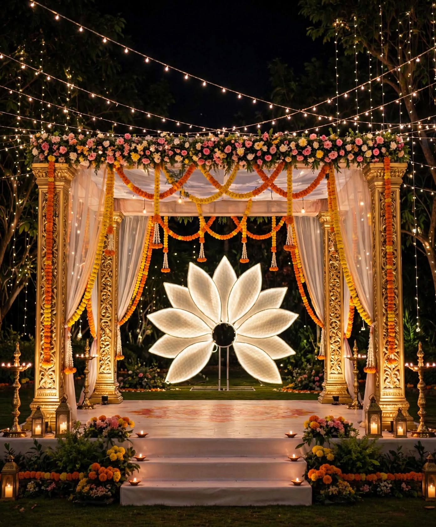 Stage Selfie Light and Decorative Cloth for Wedding Events