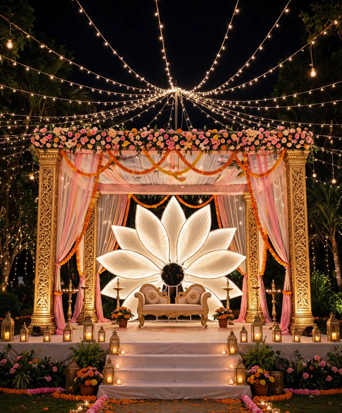 Stage Selfie Light and Decorative Cloth for Wedding Events
