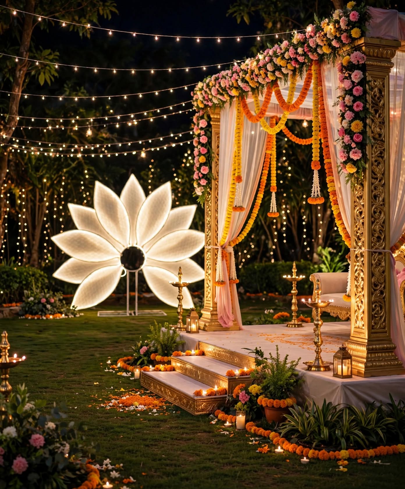 Stage Selfie Light and Decorative Cloth for Wedding Events