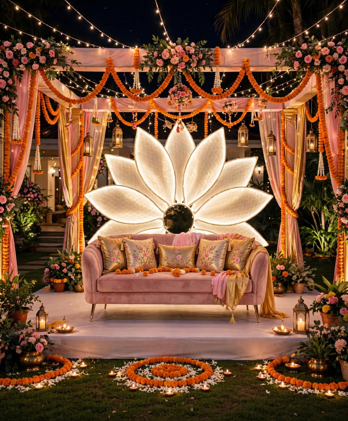 Stage Selfie Light and Decorative Cloth for Wedding Events
