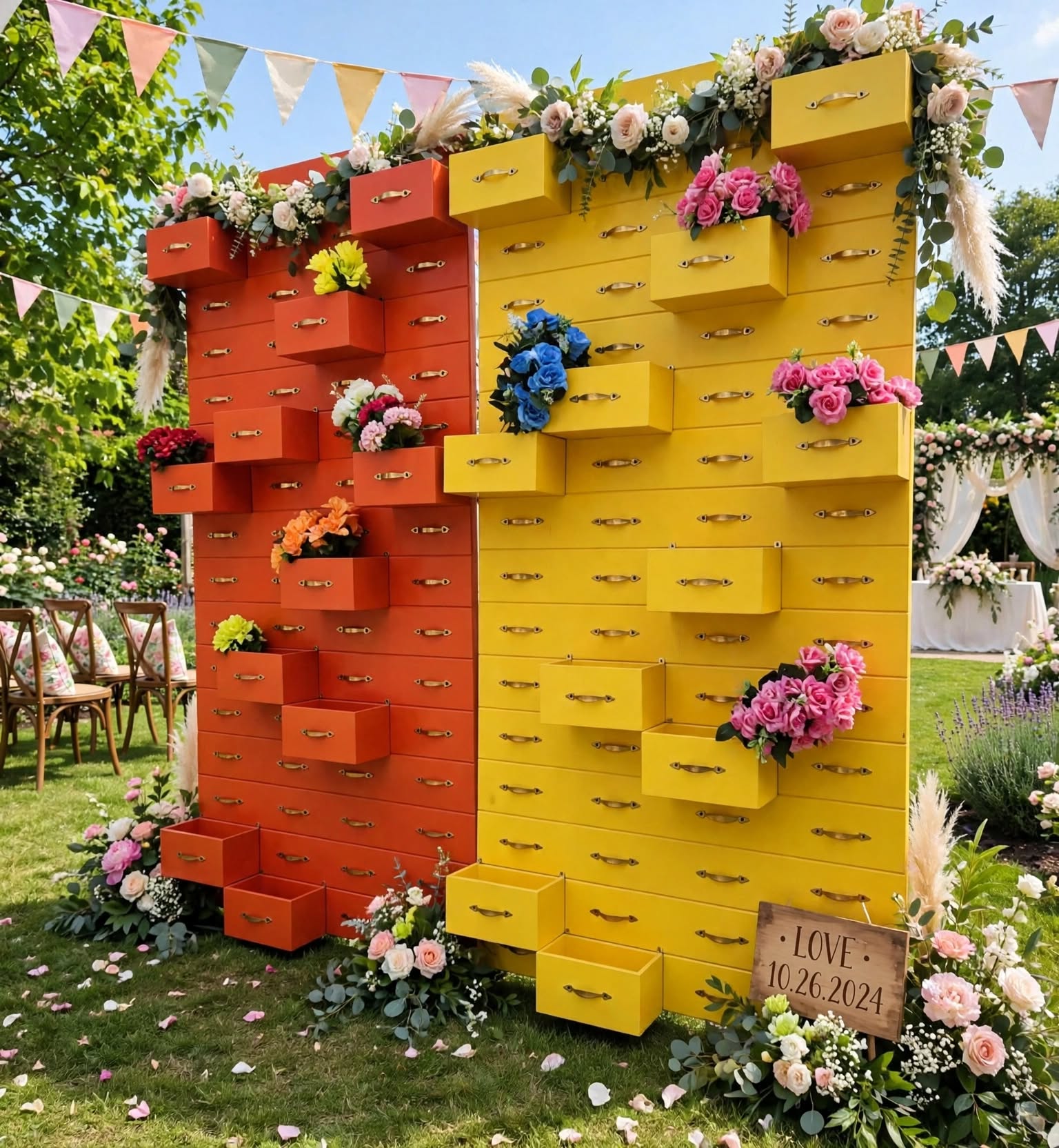 Wooden Drawer Photo Booth Background for Events