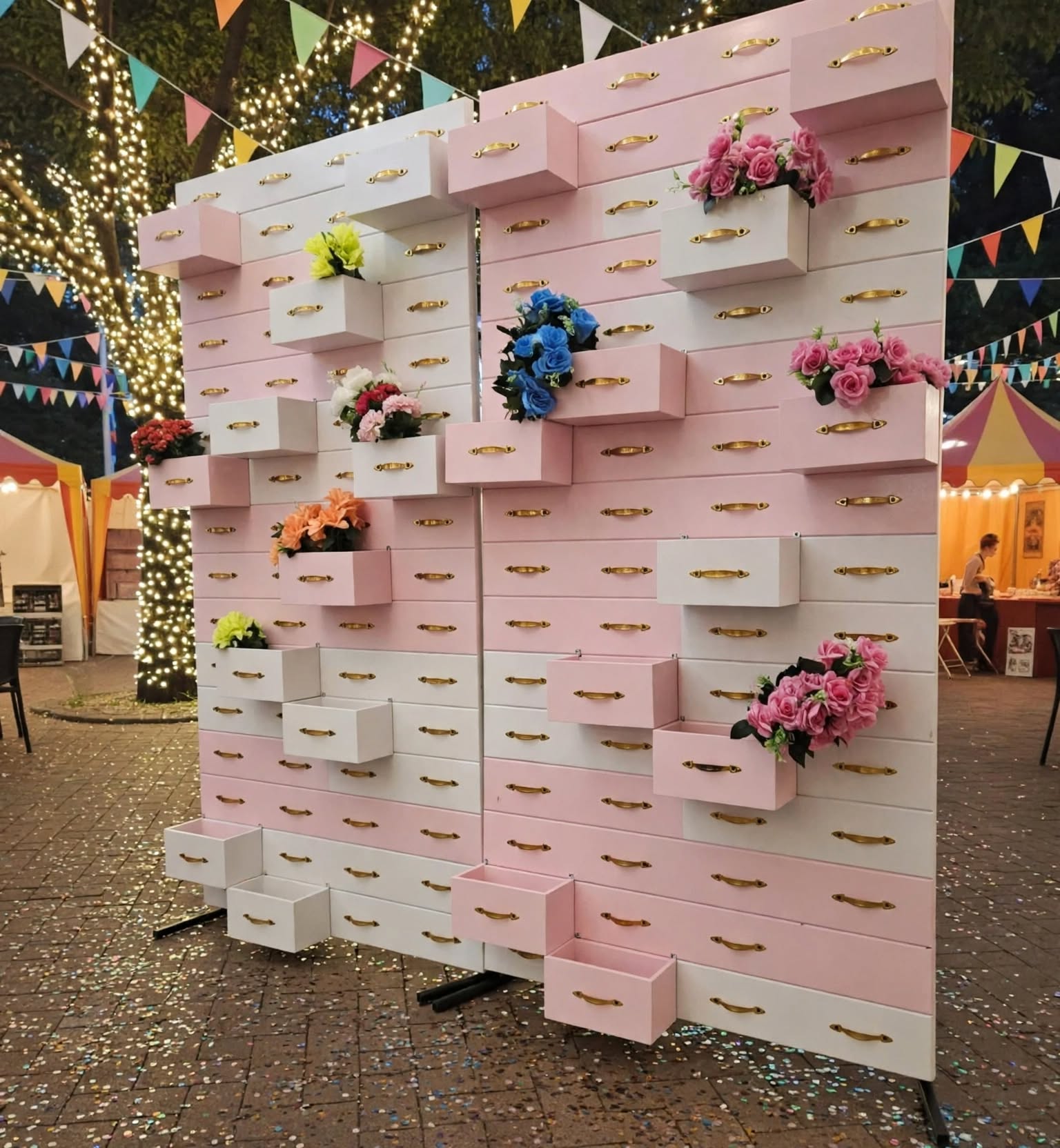 Wooden Drawer Photo Booth Background for Events