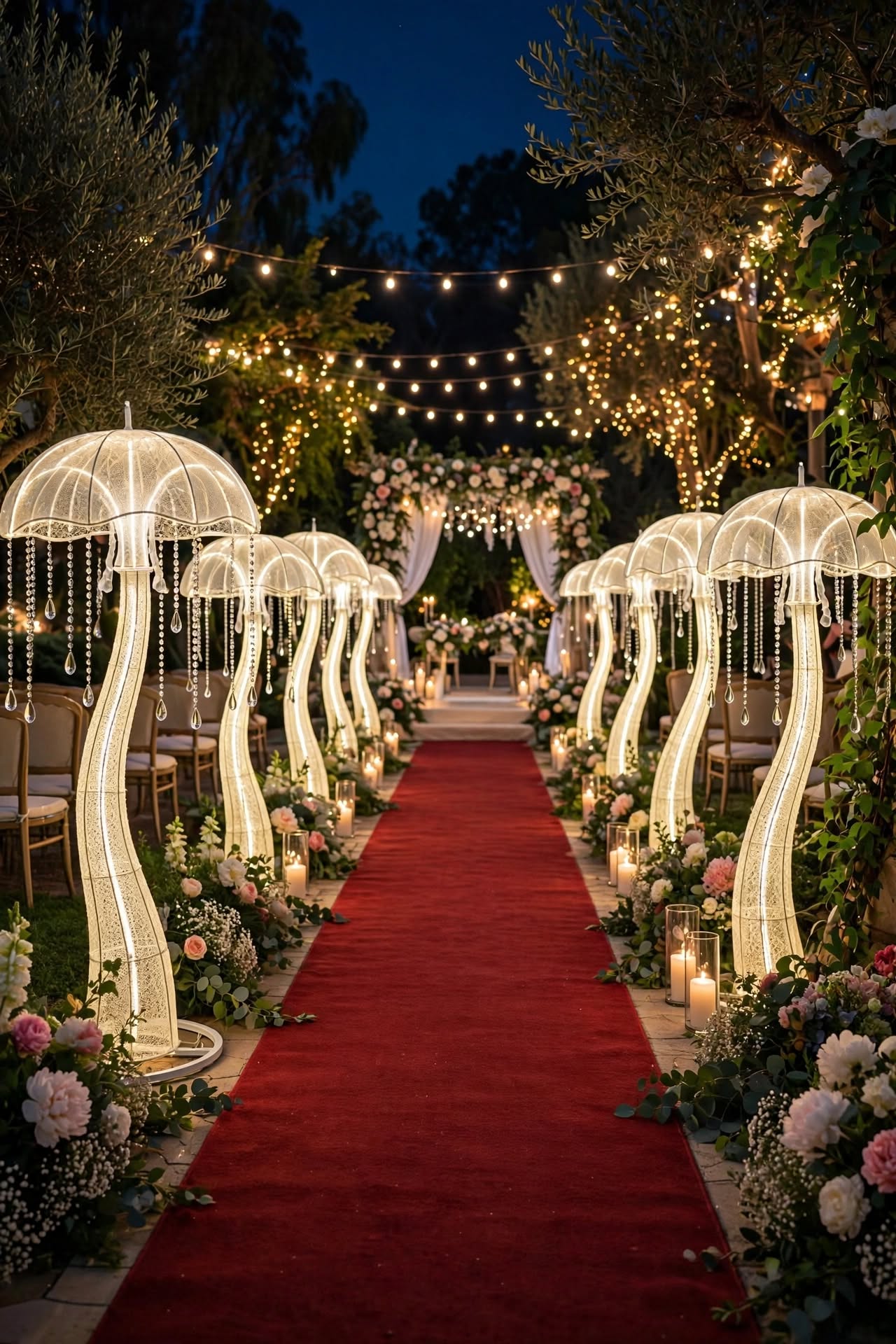 LED Mushroom Umbrella Floor Lamp for Home and Event Decoration