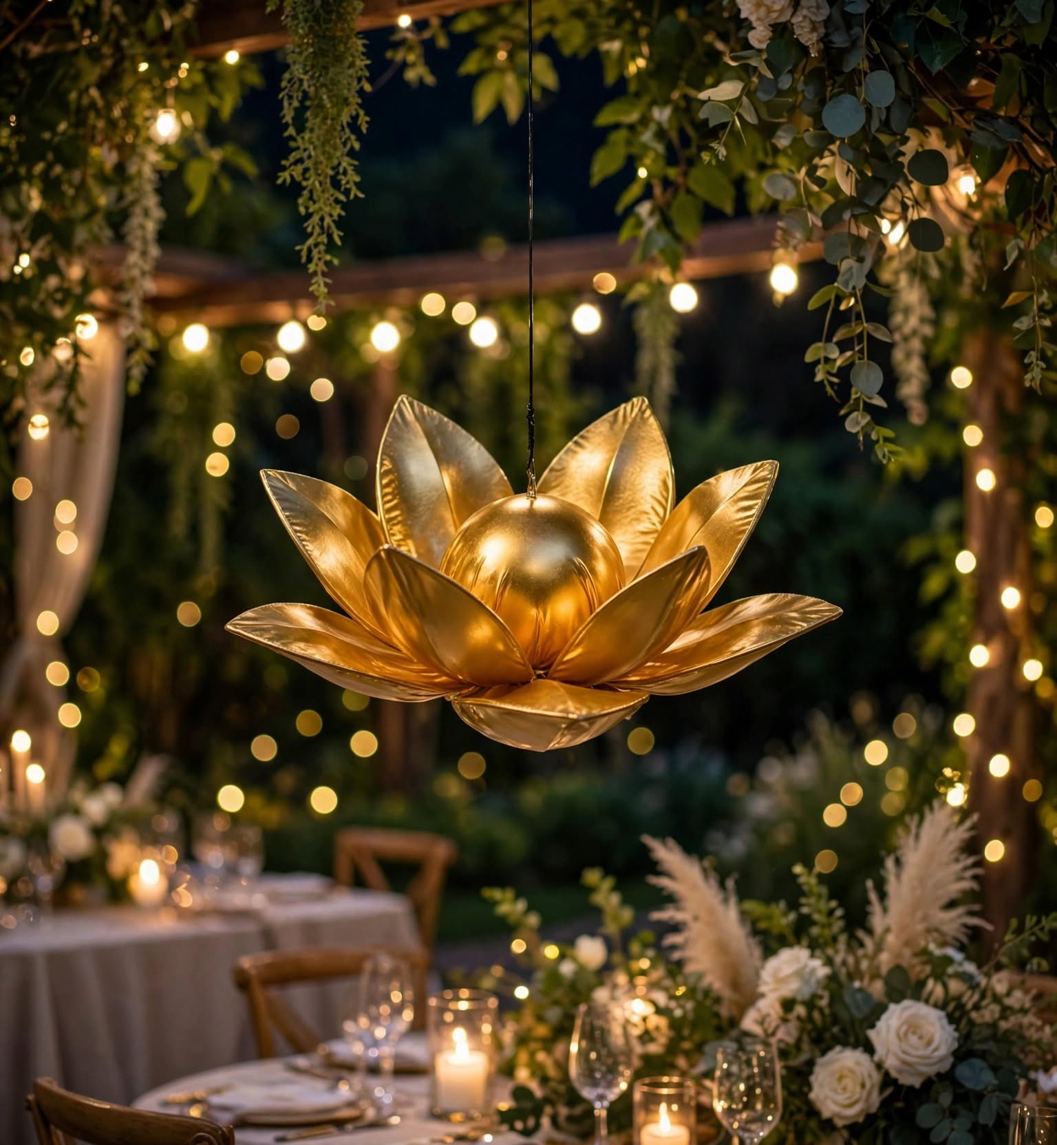 Golden Lotus Flower Decoration for Weddings and Events