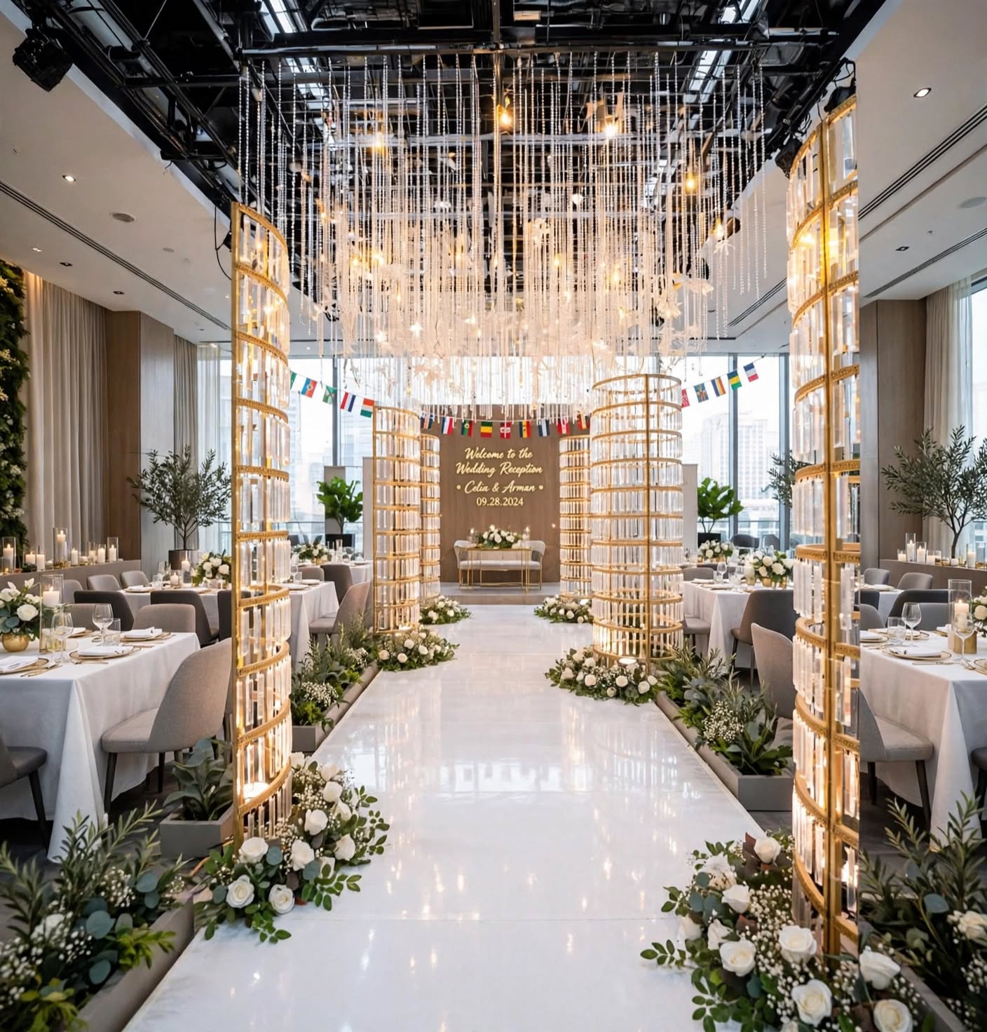 Luxury Crystal Curtain Stand for Elegant Event Decoration