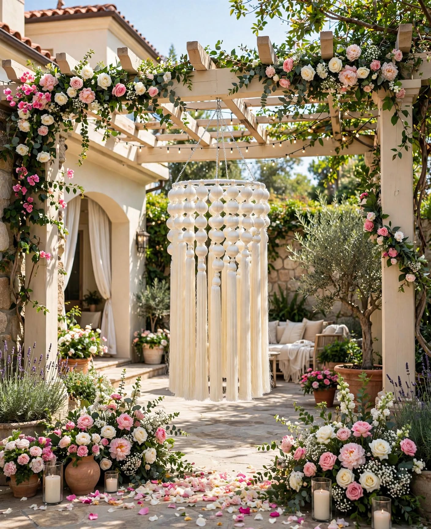 Macrame Cotton Tassel Chandelier for Elegant Décor