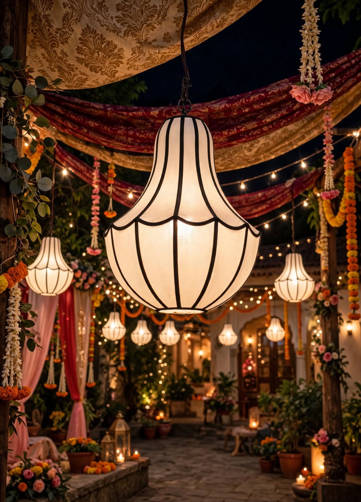 Multiple Hanging Fabric Chandelier for Wedding and Event Decoration