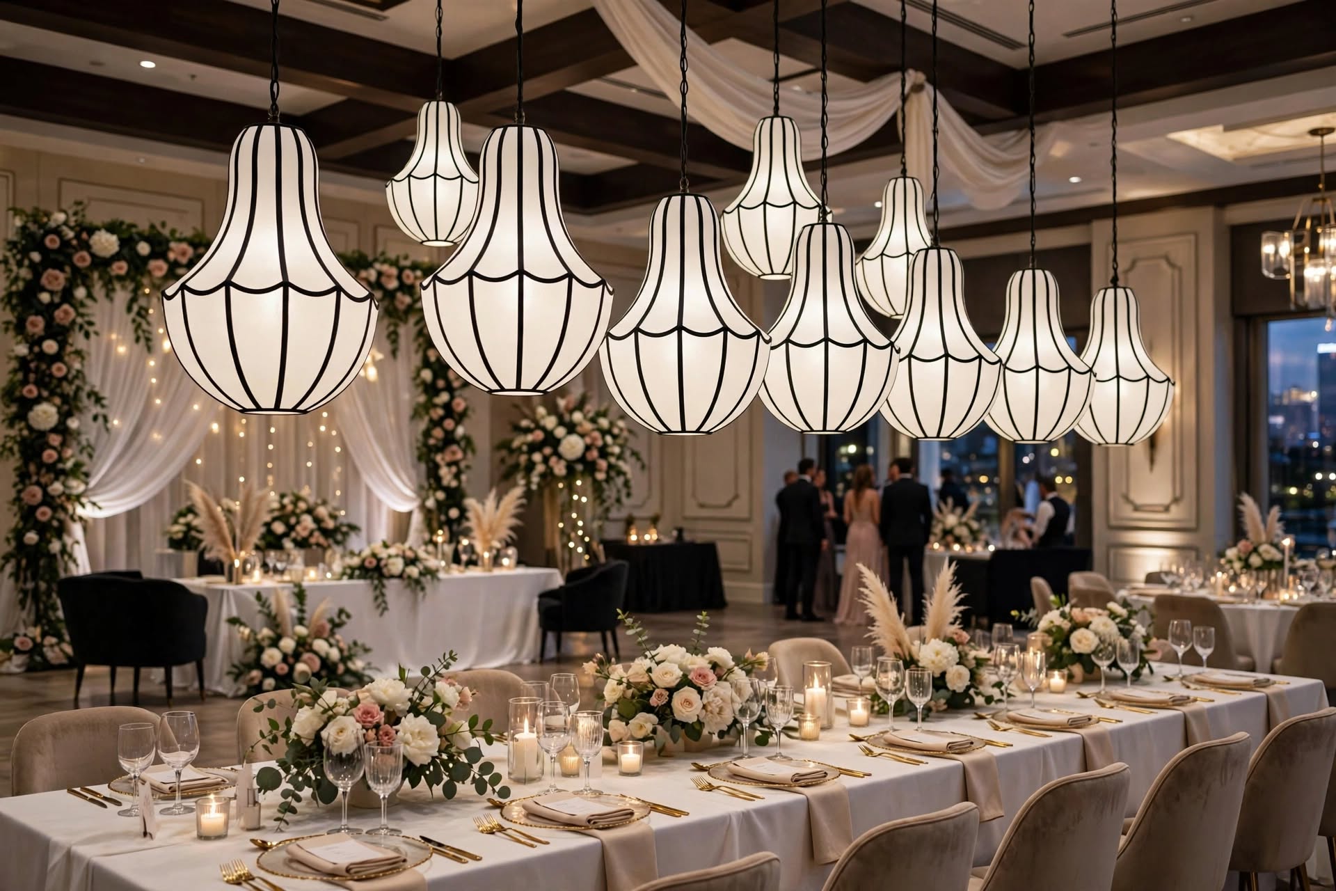 Multiple Hanging Fabric Chandelier for Wedding and Event Decoration
