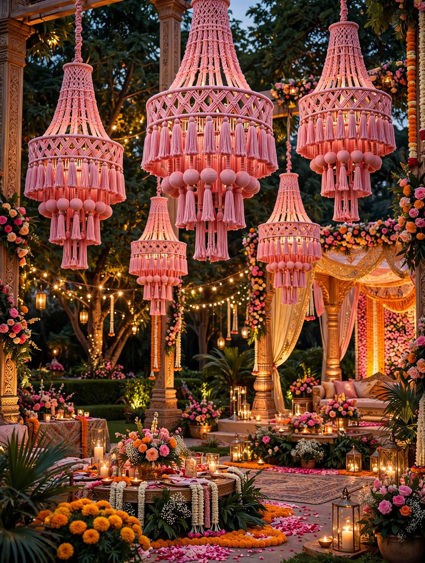 Luxury Macrame Cotton Tassel Chandelier for Elegant Décor