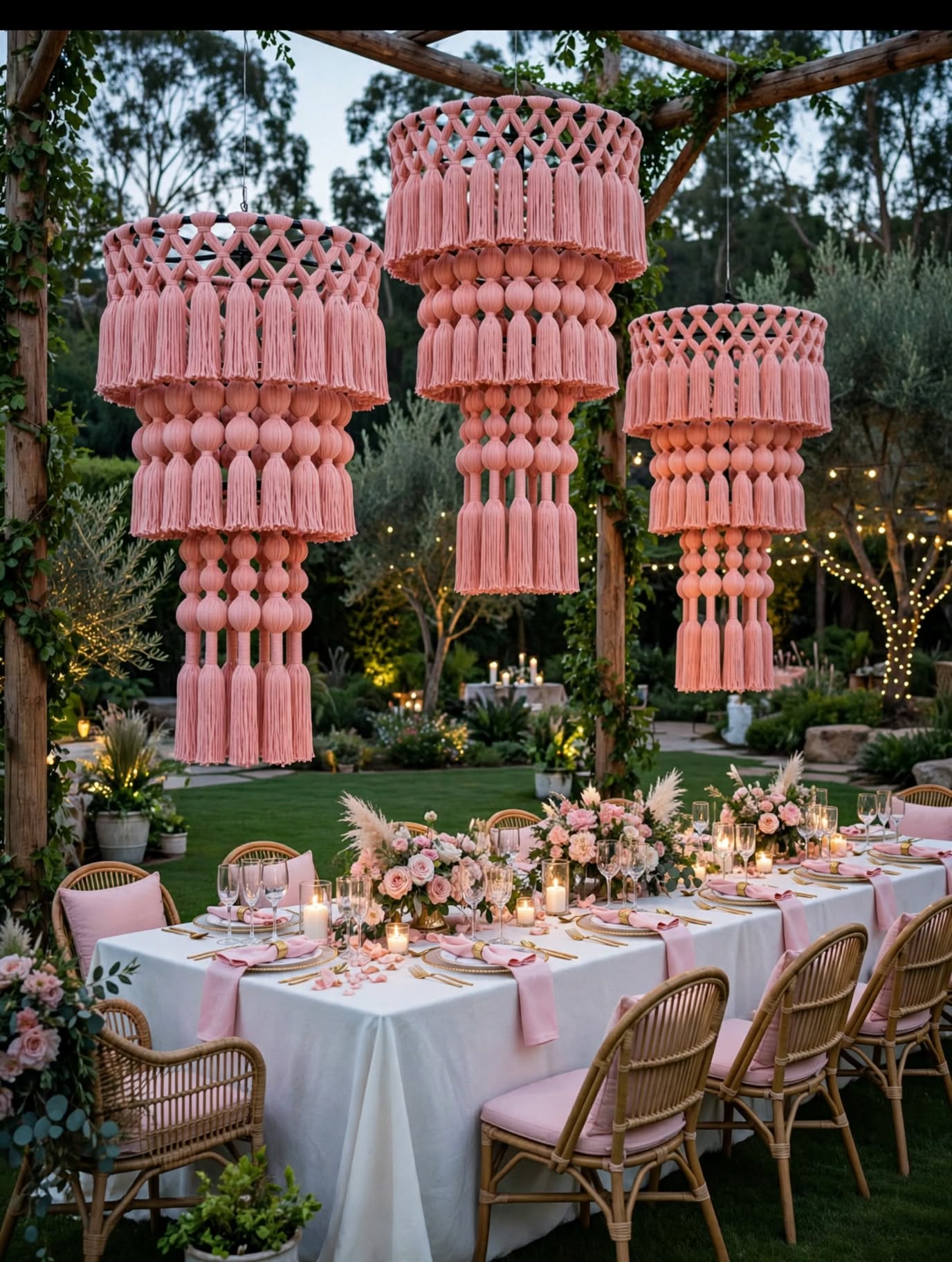 Luxury Macrame Cotton Tassel Chandelier for Elegant Décor