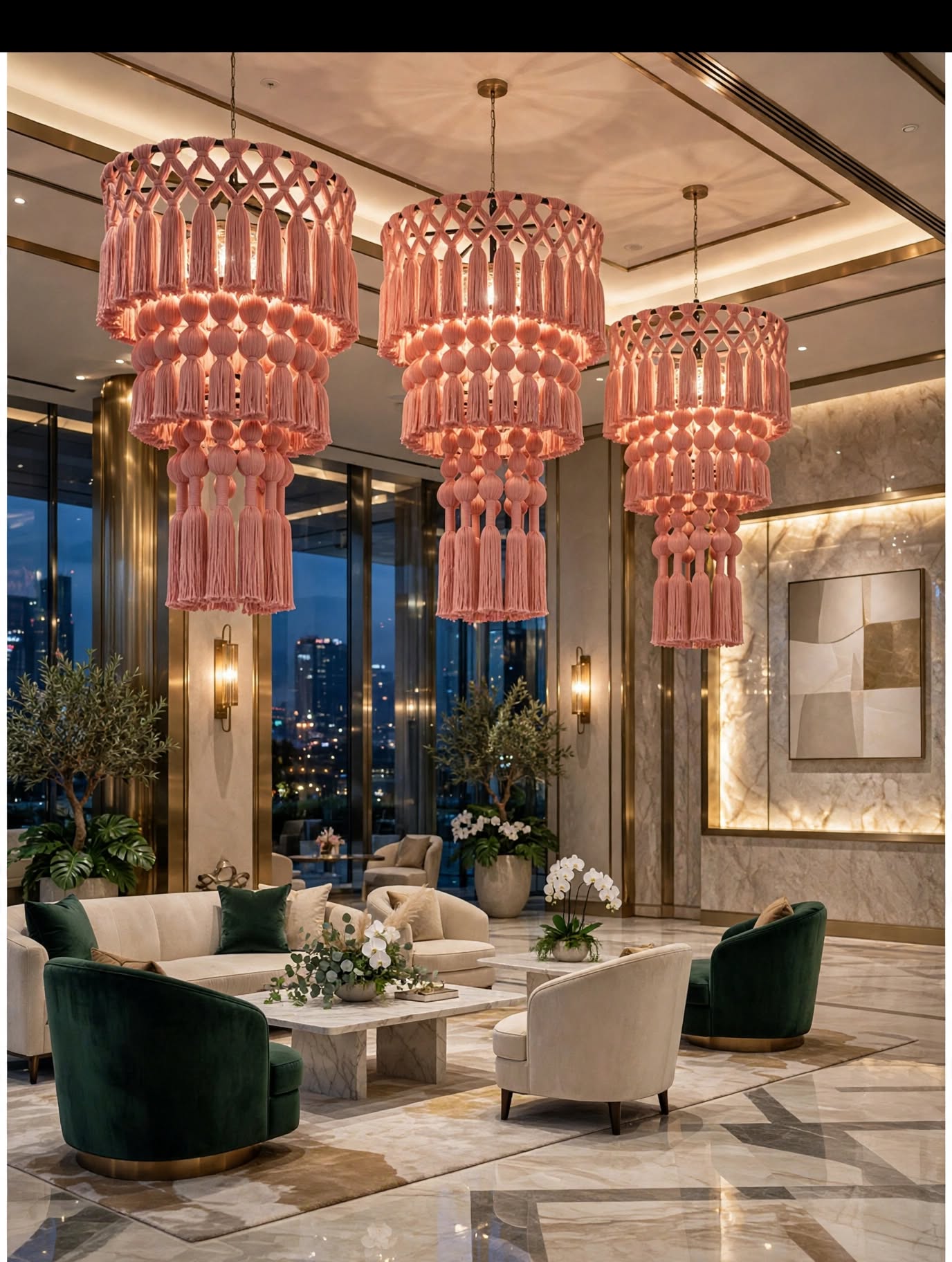 Luxury Macrame Cotton Tassel Chandelier for Elegant Décor