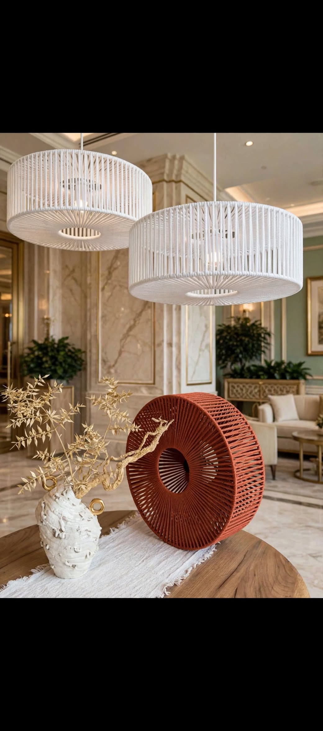 Luxury Macrame Drum Pendant Light for Elegant Hanging Décor