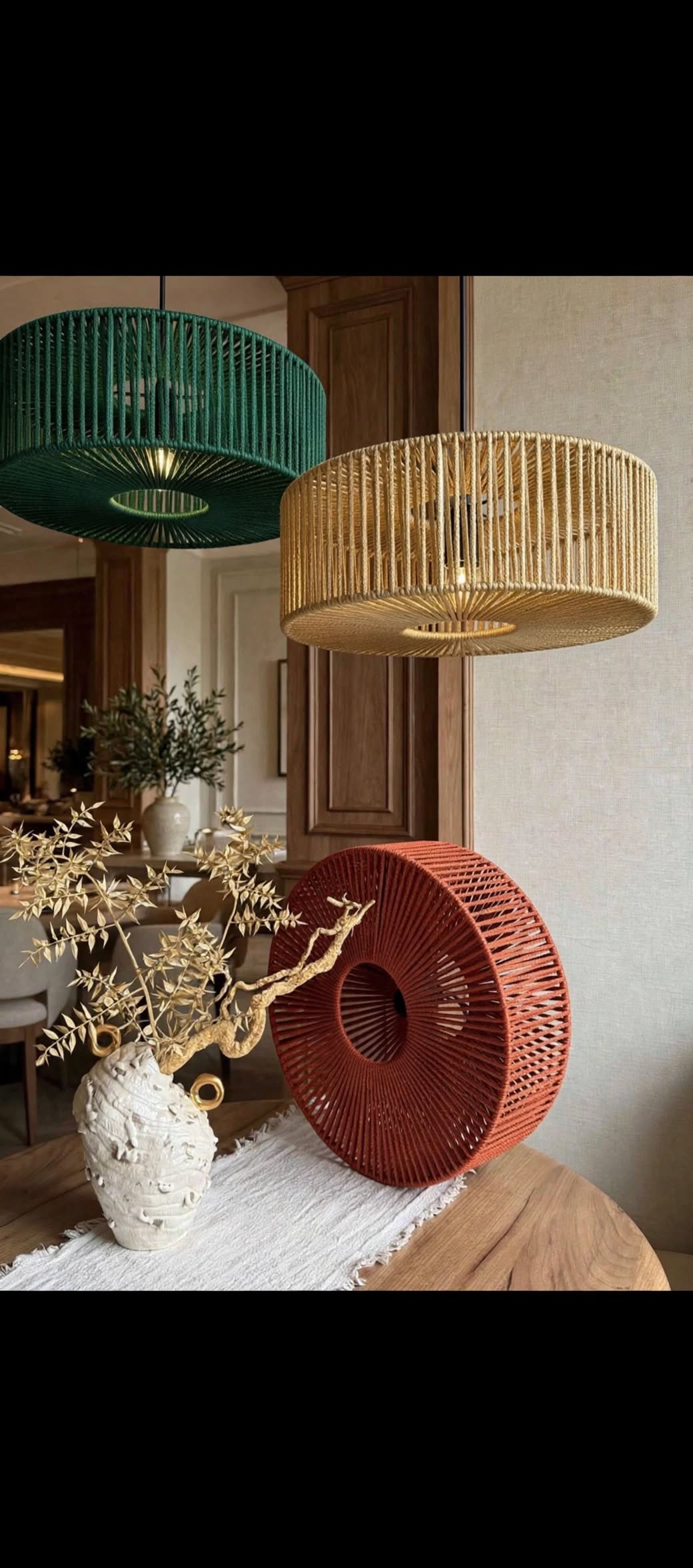 Luxury Macrame Drum Pendant Light for Elegant Hanging Décor