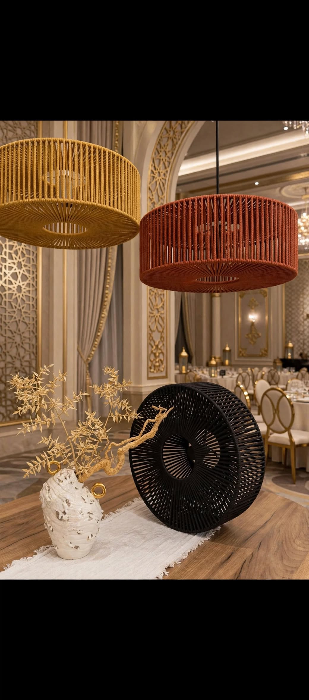 Luxury Macrame Drum Pendant Light for Elegant Hanging Décor