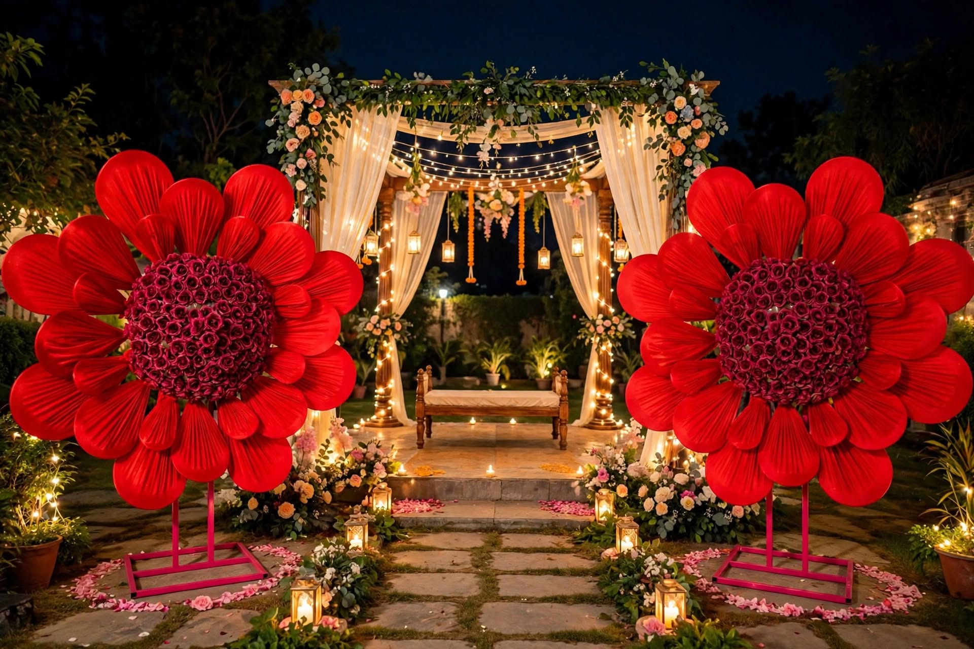 Premium Fabric Flower 6×6 Inch | Luxury Event & Stage Decoration