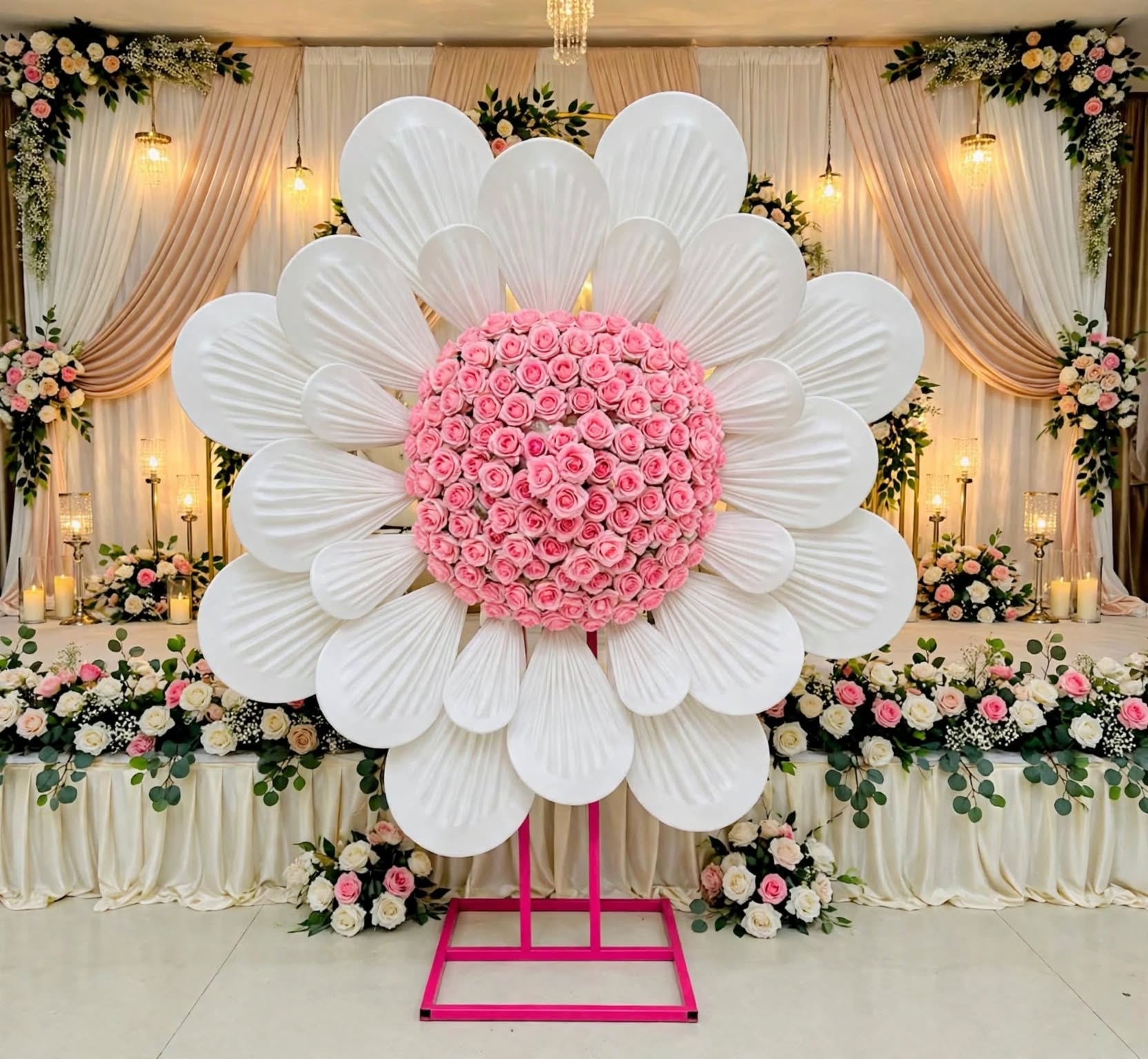 Premium Fabric Flower 6×6 Inch | Luxury Event & Stage Decoration