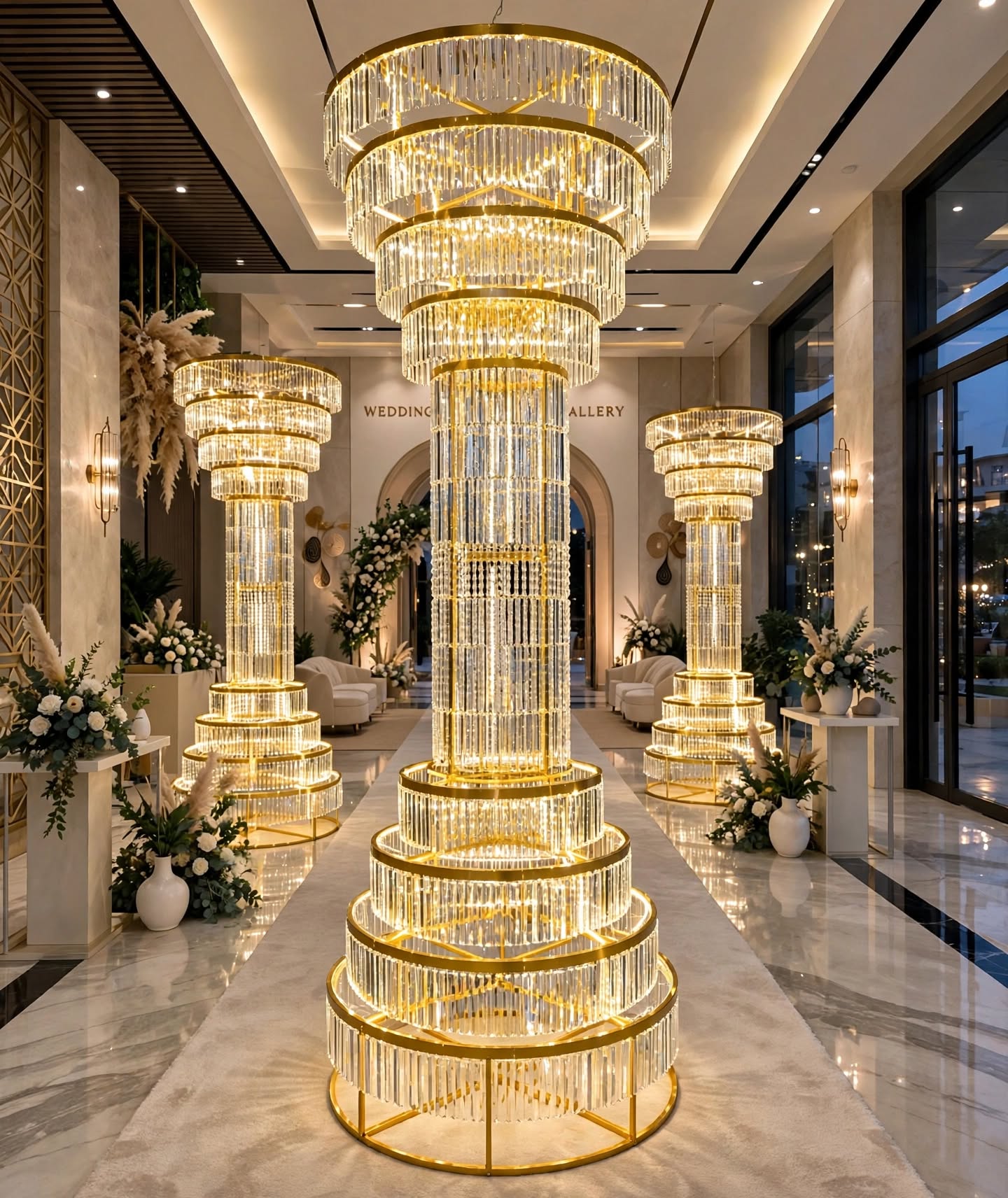 Luxury Crystal Pillar 3×8 Ft for Wedding and Event Decoration