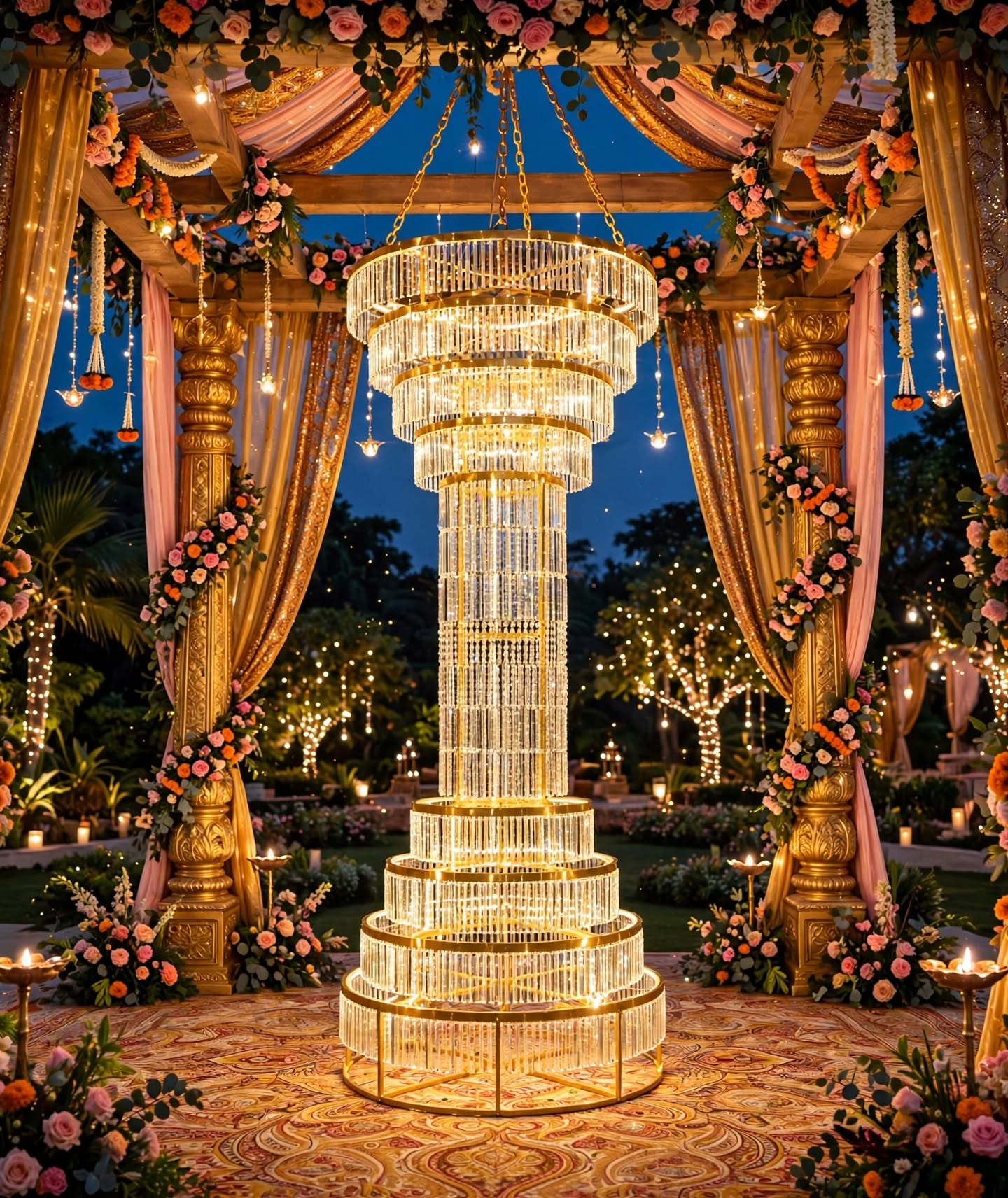 Luxury Crystal Pillar 3×8 Ft for Wedding and Event Decoration