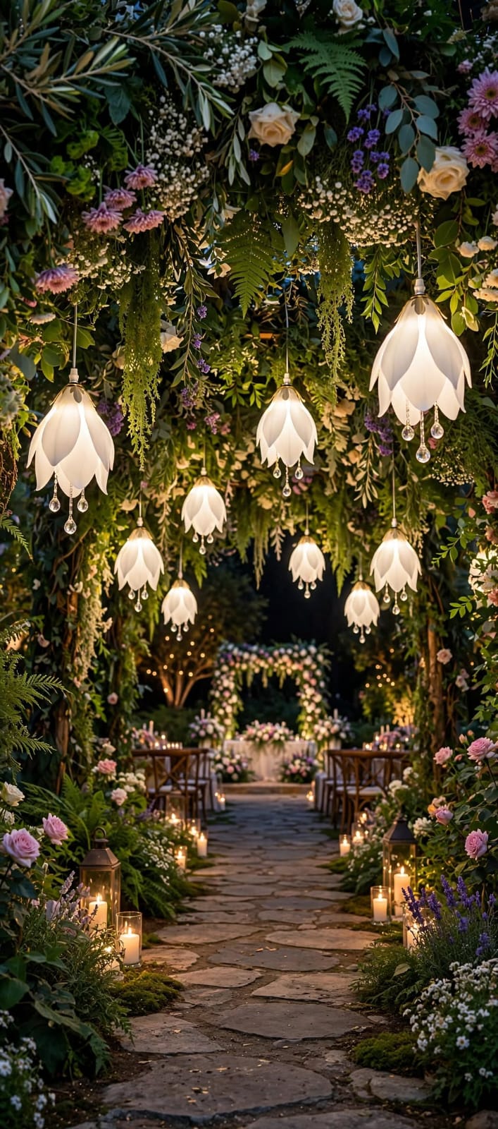 White Lily Crystal Hanging Lights for Elegant Decoration