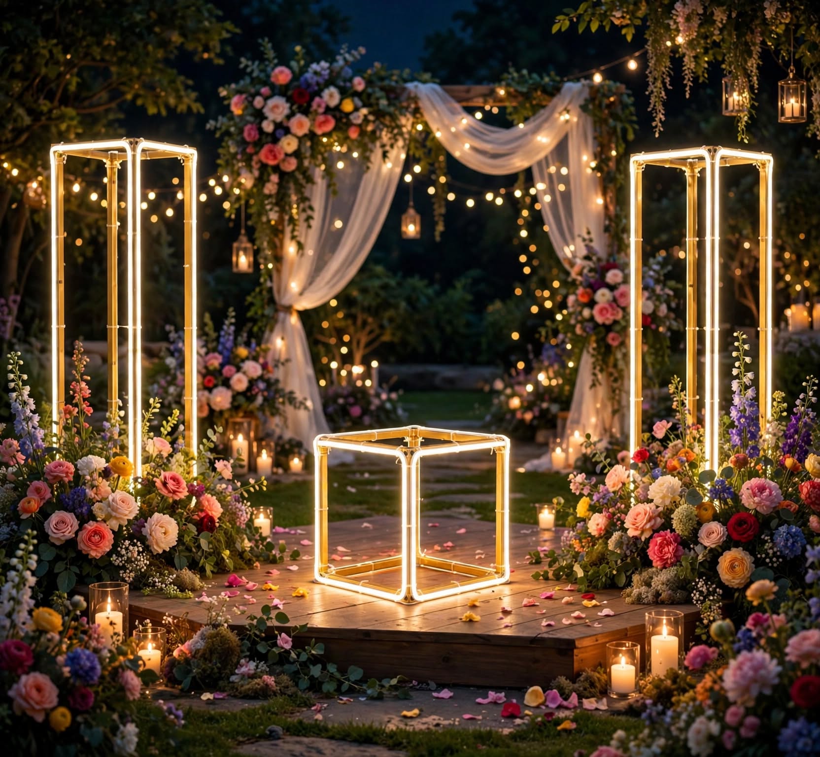 Luxury LED Cube Frame for Wedding and Event Decoration