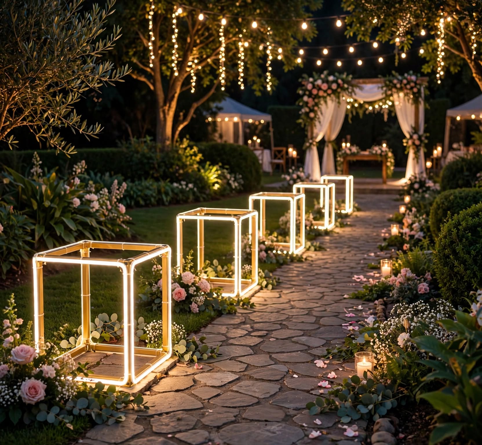Luxury LED Cube Frame for Wedding and Event Decoration