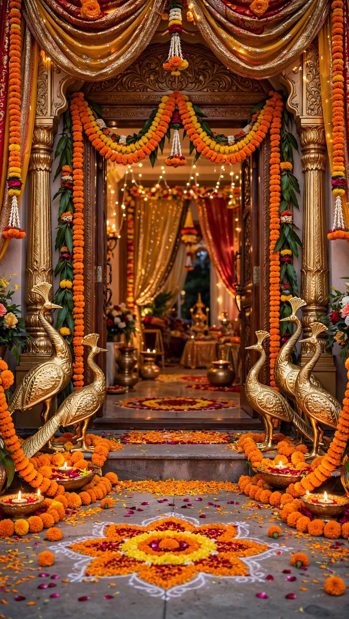 Golden Peacock Decorative Set for Wedding & Event Decoration
