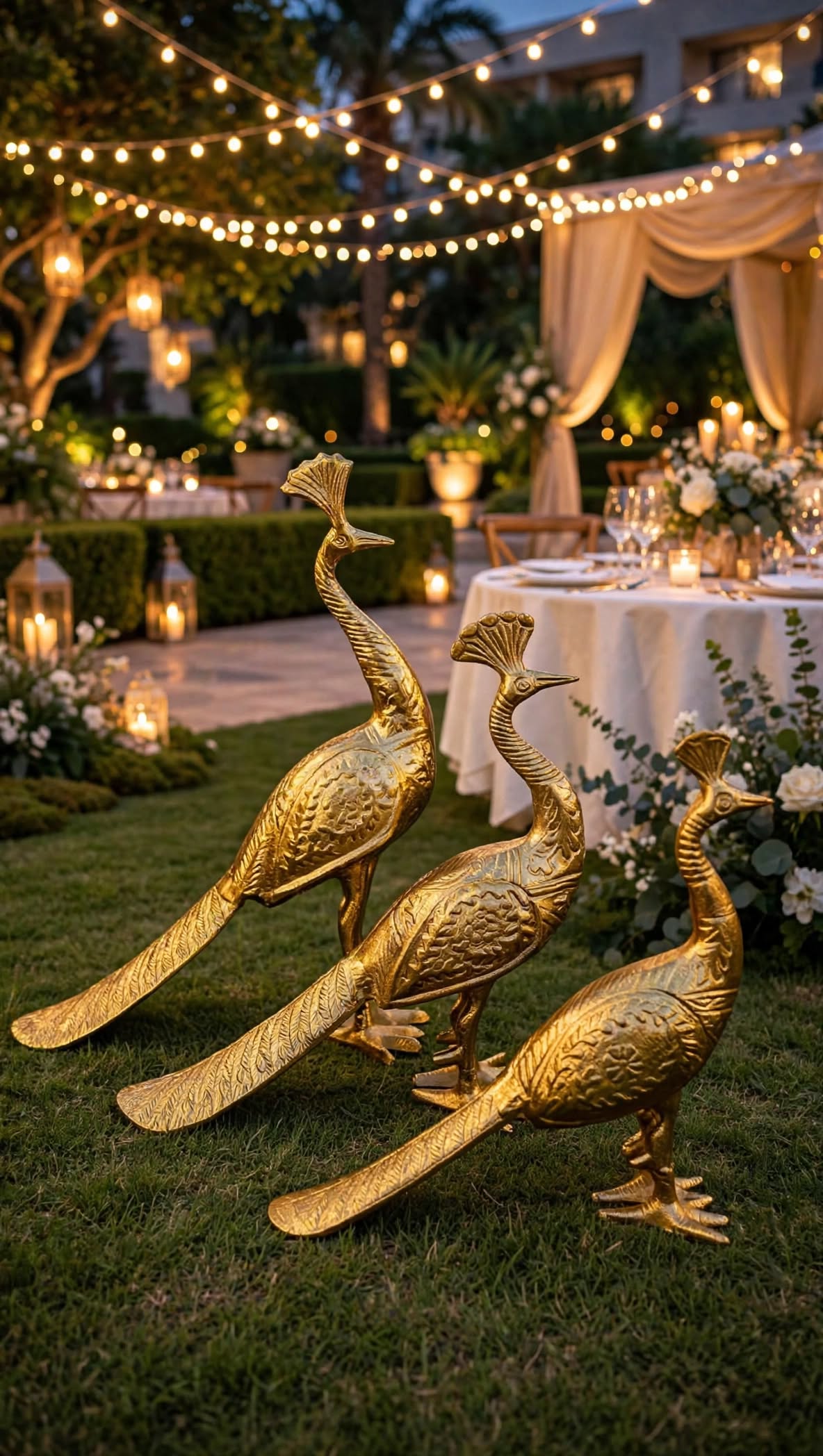Golden Peacock Decorative Set for Wedding & Event Decoration