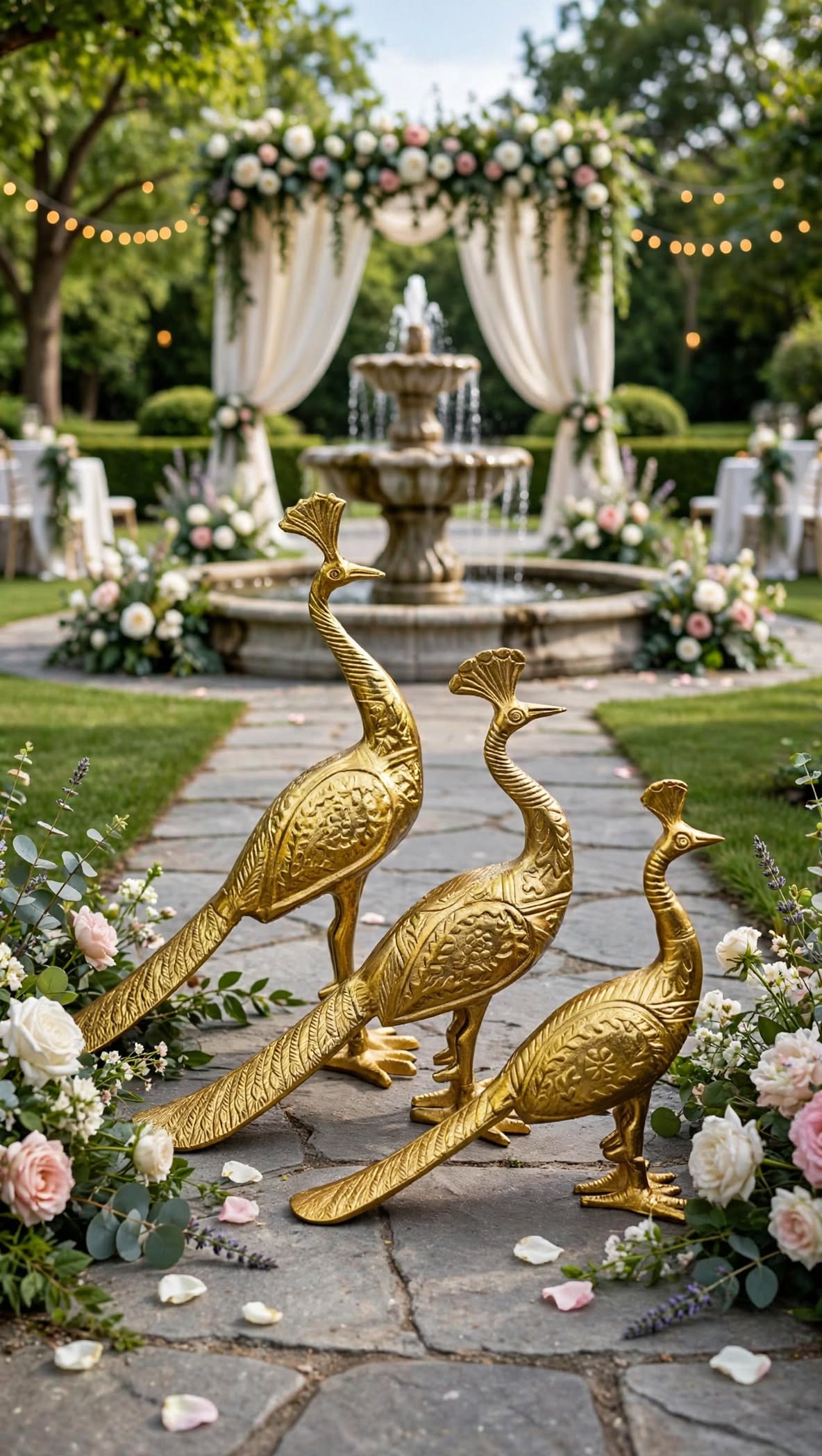 Golden Peacock Decorative Set for Wedding & Event Decoration