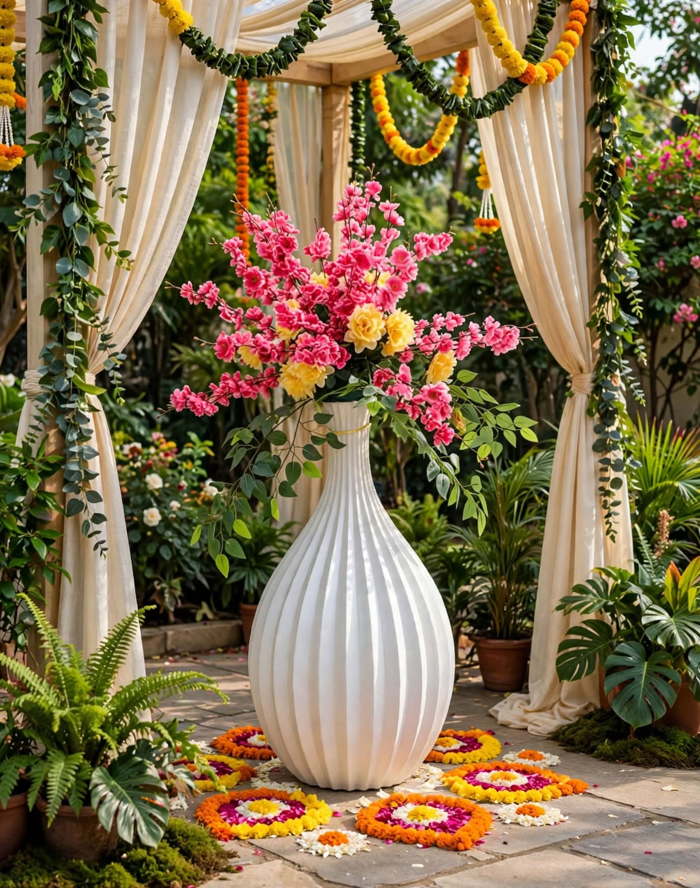 Fiber Pot Flower Decoration for Home, Wedding & Events