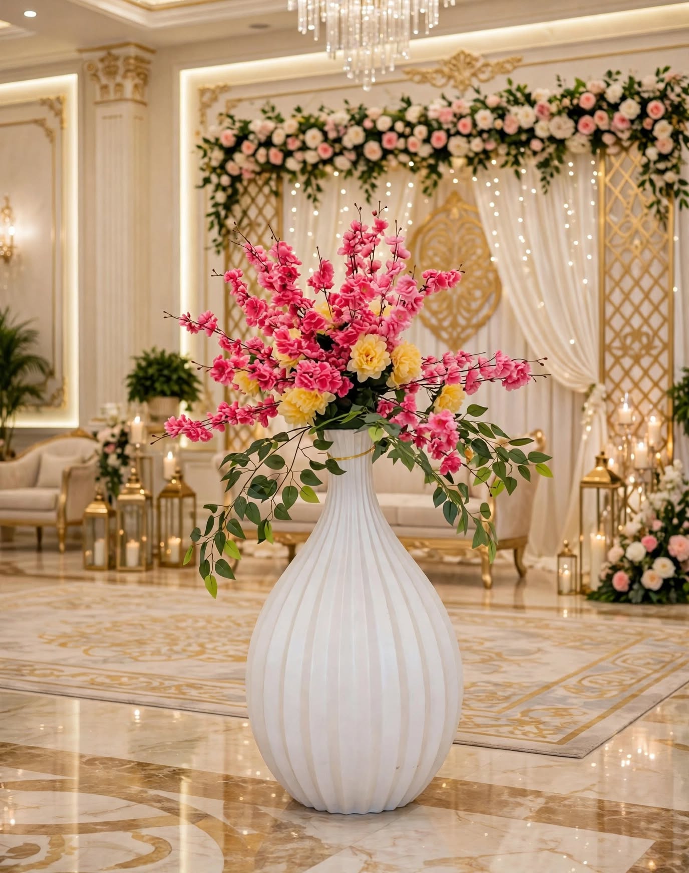 Fiber Pot Flower Decoration for Home, Wedding & Events