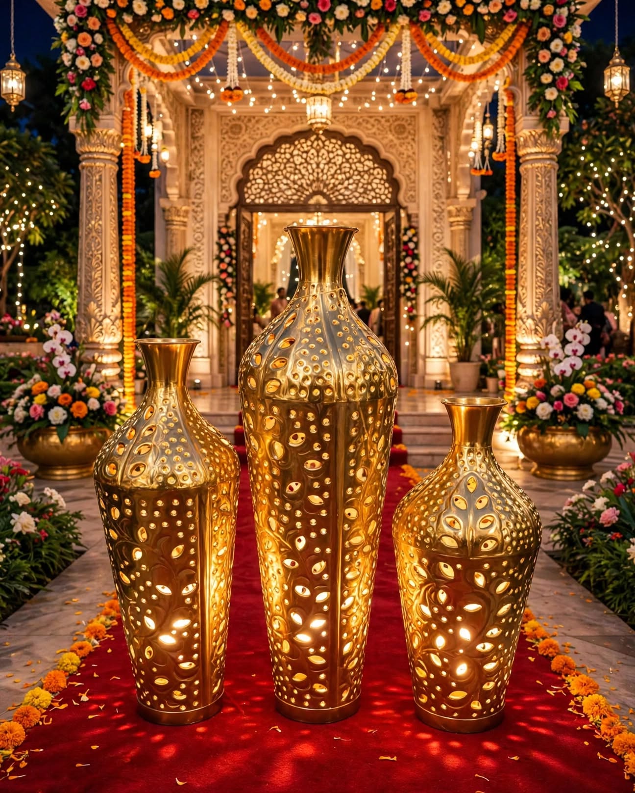 Golden Metal Decoration Vase for Elegant Home and Event Décor