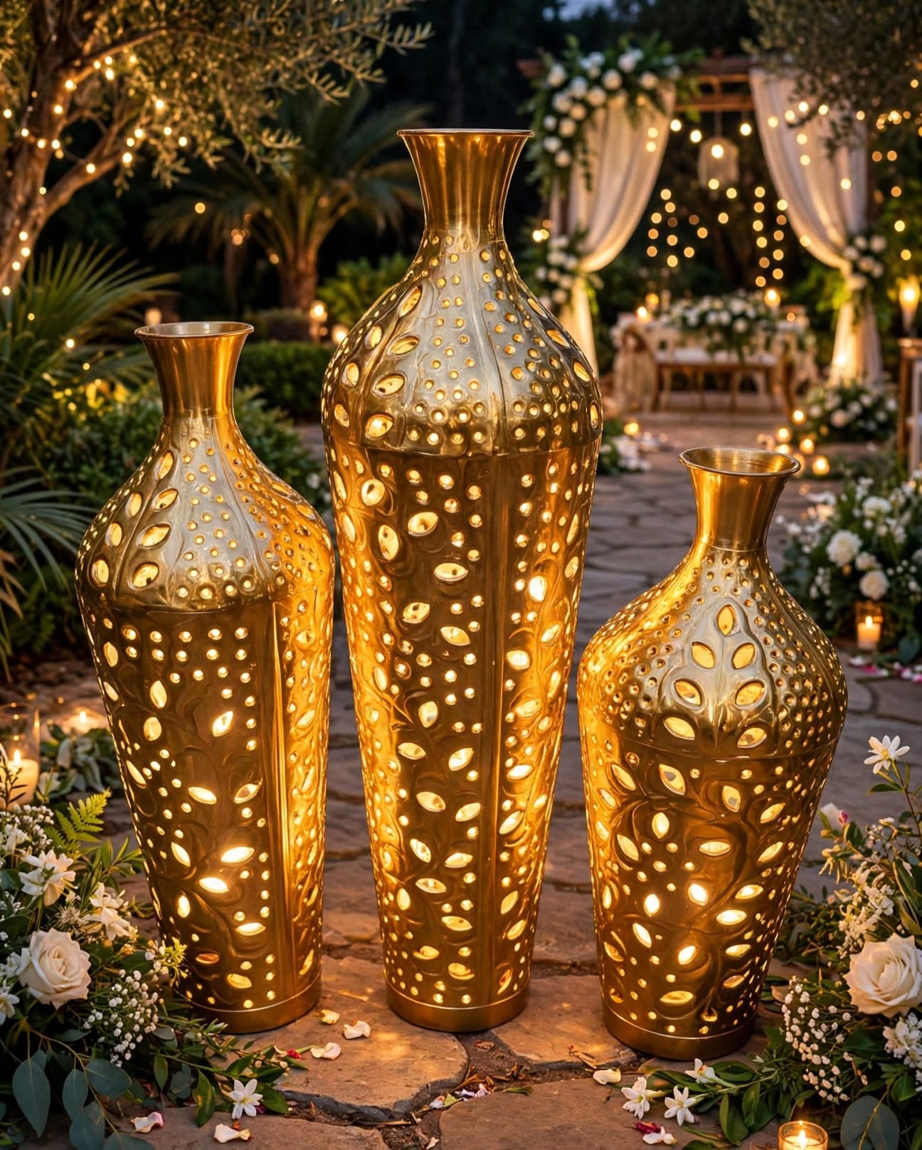 Golden Vase Set for Premium Home & Event Decoration